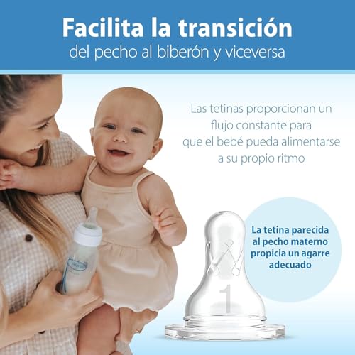 Dr. Brown's Natural Flow Anti-Colic Options+ Narrow Baby Bottle, 4 oz/120 mL, with Level 1 Slow Flow Nipple, 0m+, 4 Pack