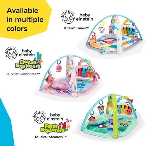 Baby Einstein 4-in-1 Kickin' Tunes Music and Language Play Gym and Piano Tummy Time Activity Mat