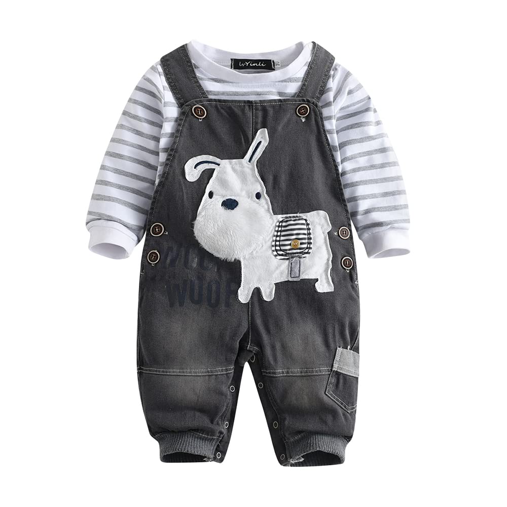Cute Baby Boy Clothes Suit Toddler Boys' Striped long Sleeve T-Shirt+Denim Overalls Jumpsuit Pants Outfits Sets