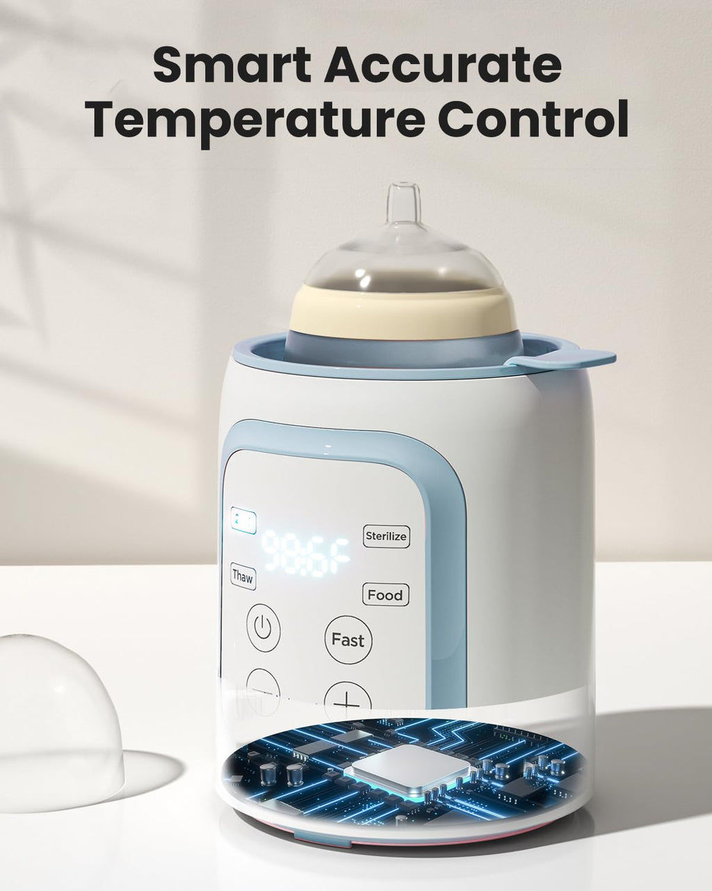 Bottle Warmer, Grownsy 8-in-1 Fast Baby Bottle Warmer with Timer, Safe for Breastmilk Nutrients, Accurate Temperature Control, with Defrost, Sterili-zing, Keep Warm, Heats Baby Food & Bottles