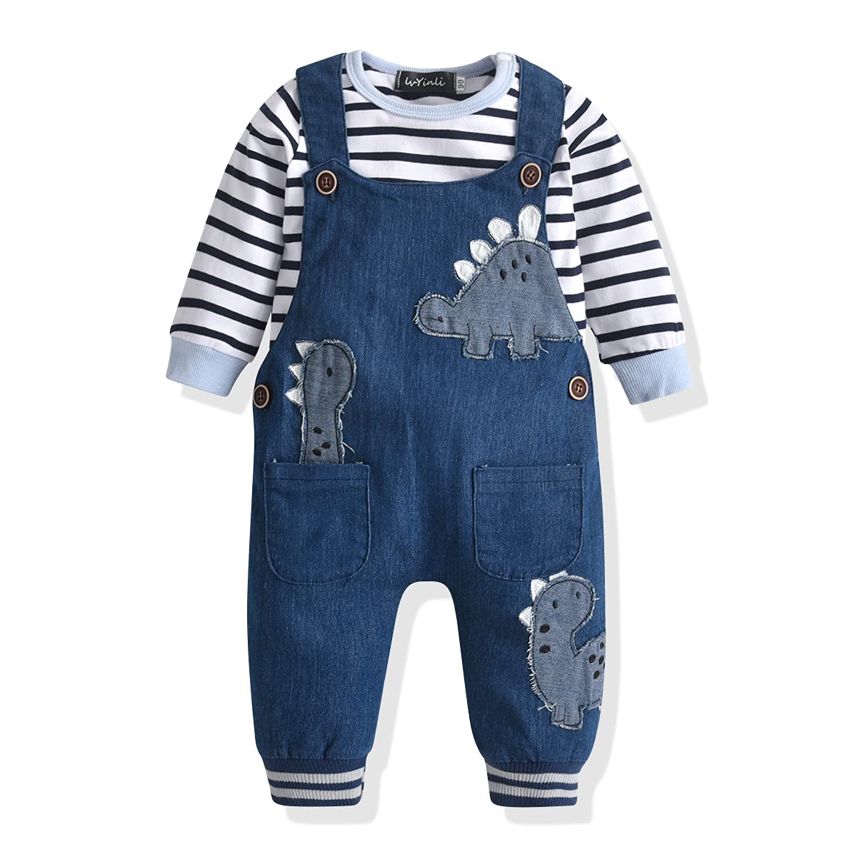Cute Baby Boy Clothes Suit Toddler Boys' Striped long Sleeve T-Shirt+Denim Overalls Jumpsuit Pants Outfits Sets