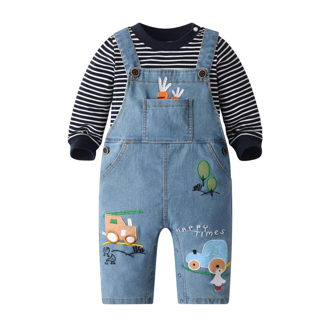 Cute Baby Boy Clothes Suit Toddler Boys' Striped long Sleeve T-Shirt+Denim Overalls Jumpsuit Pants Outfits Sets