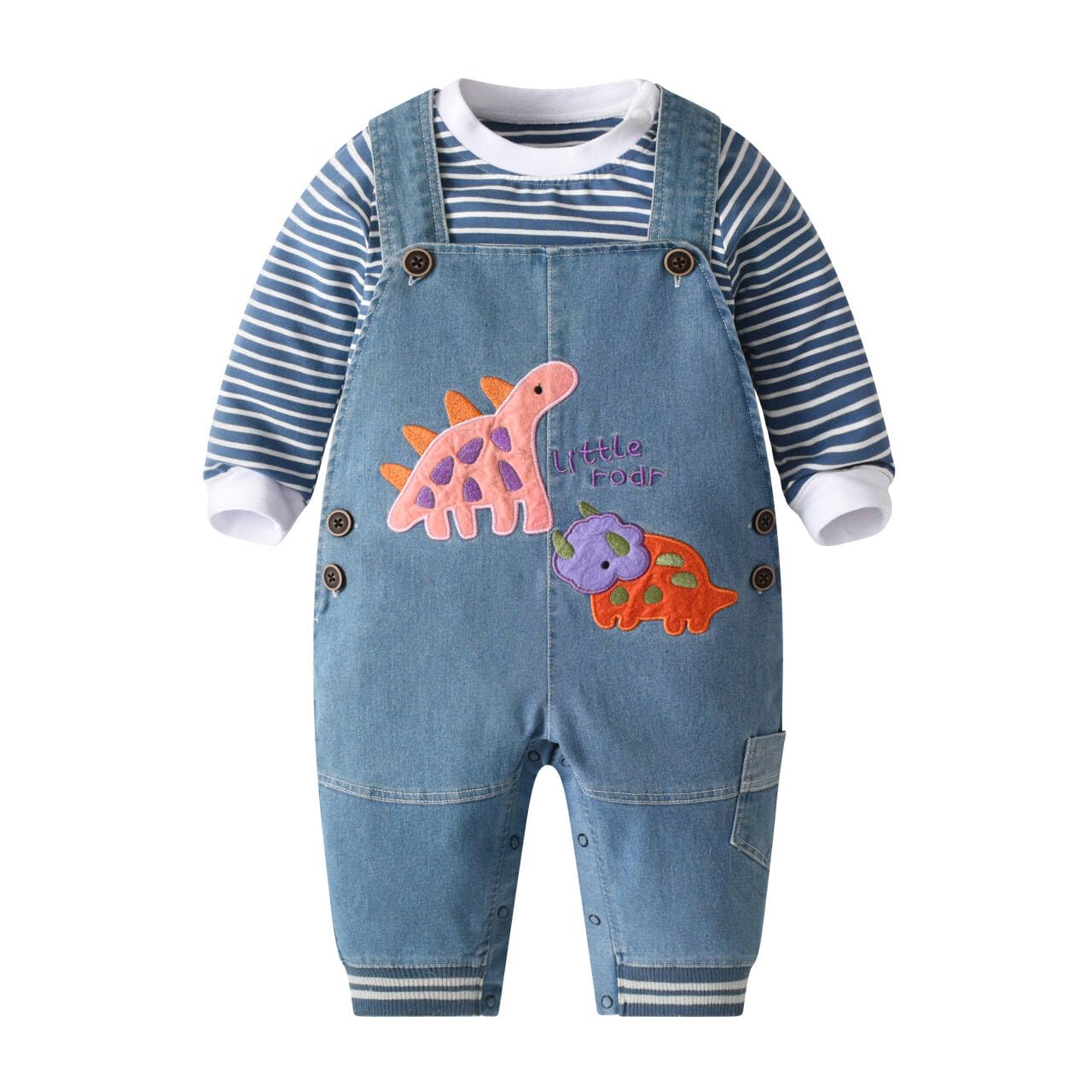 Cute Baby Boy Clothes Suit Toddler Boys' Striped long Sleeve T-Shirt+Denim Overalls Jumpsuit Pants Outfits Sets