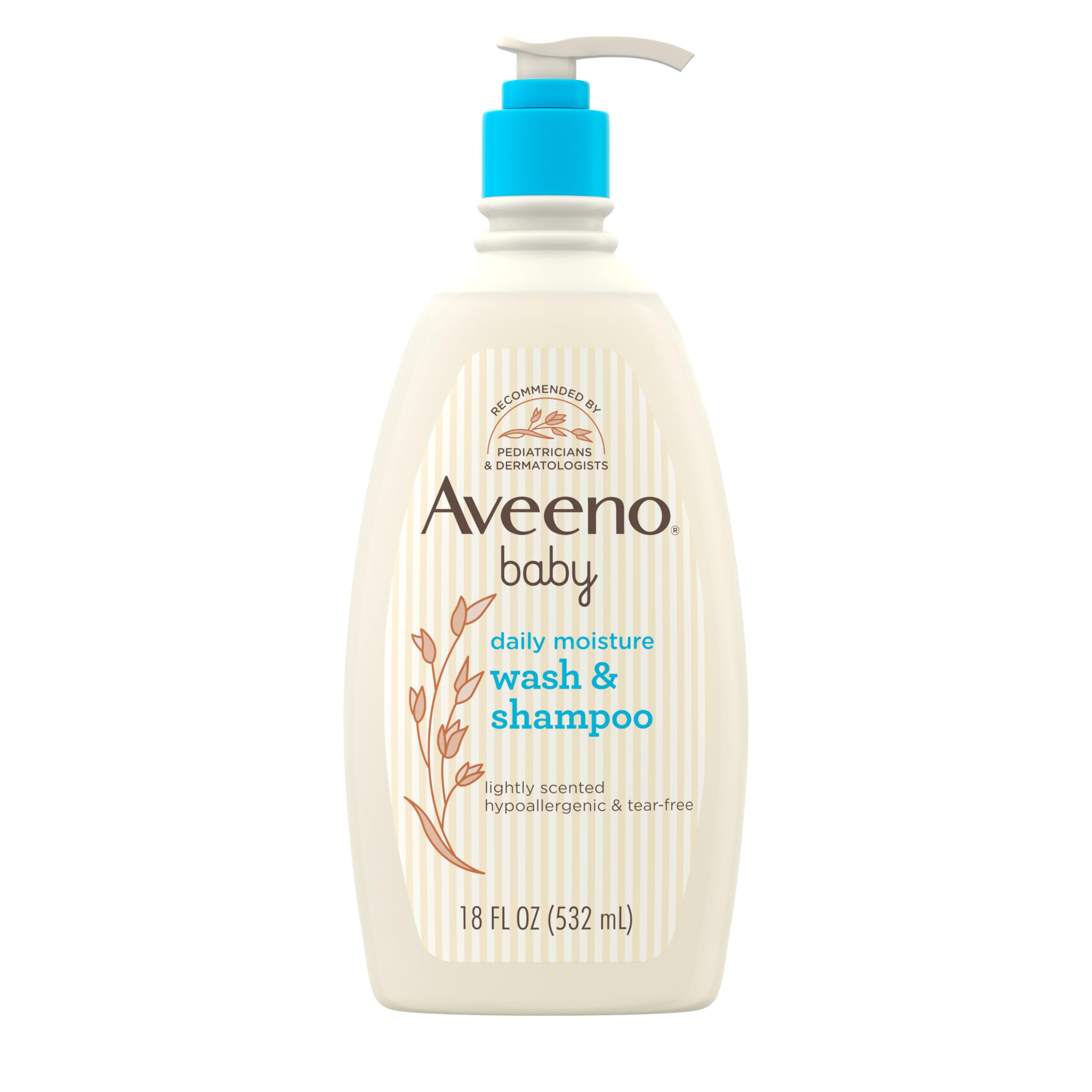 Aveeno Baby Daily Moisture Body Wash & Shampoo with Oat Extract, Hypoallergenic, Tear-Free, No Added Parabens, pH-Balanced Formula For Sensitive Hair & Skin, Baby Essentials, 33 fl oz