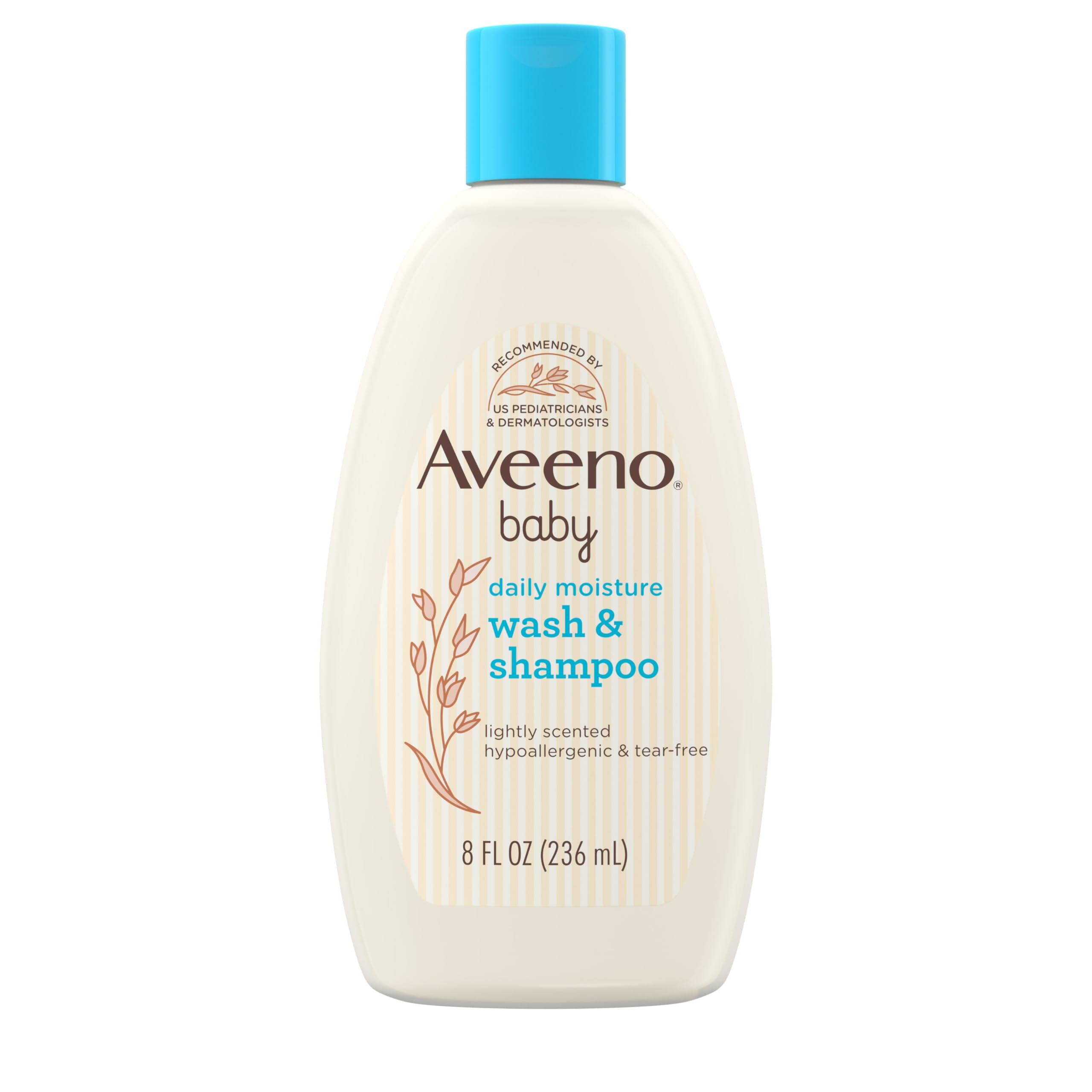 Aveeno Baby Daily Moisture Body Wash & Shampoo with Oat Extract, Hypoallergenic, Tear-Free, No Added Parabens, pH-Balanced Formula For Sensitive Hair & Skin, Baby Essentials, 33 fl oz