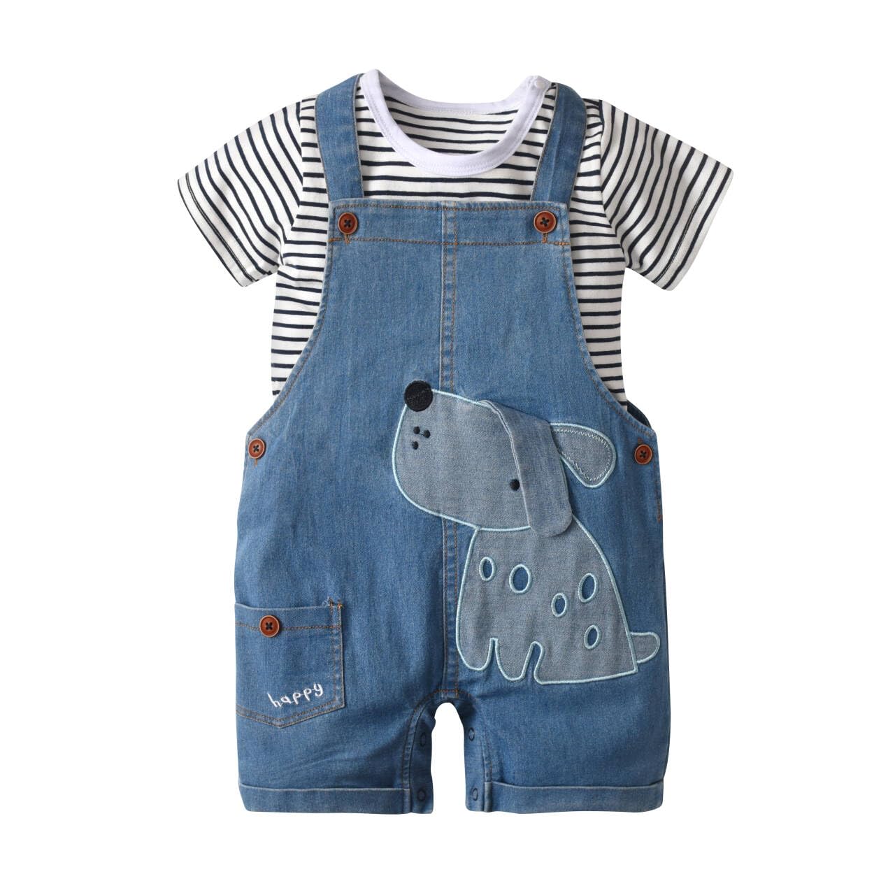 Cute Baby Boy Clothes Suit Toddler Boys' Striped long Sleeve T-Shirt+Denim Overalls Jumpsuit Pants Outfits Sets