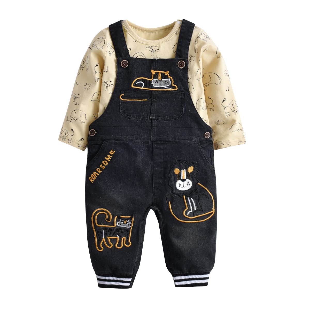 Cute Baby Boy Clothes Suit Toddler Boys' Striped long Sleeve T-Shirt+Denim Overalls Jumpsuit Pants Outfits Sets