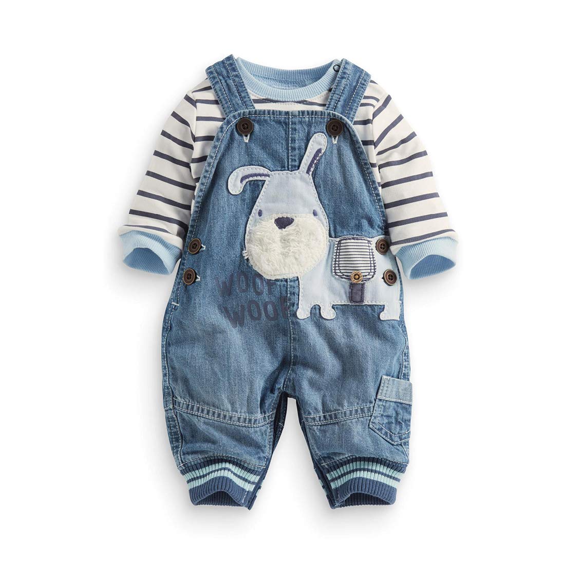 Cute Baby Boy Clothes Suit Toddler Boys' Striped long Sleeve T-Shirt+Denim Overalls Jumpsuit Pants Outfits Sets