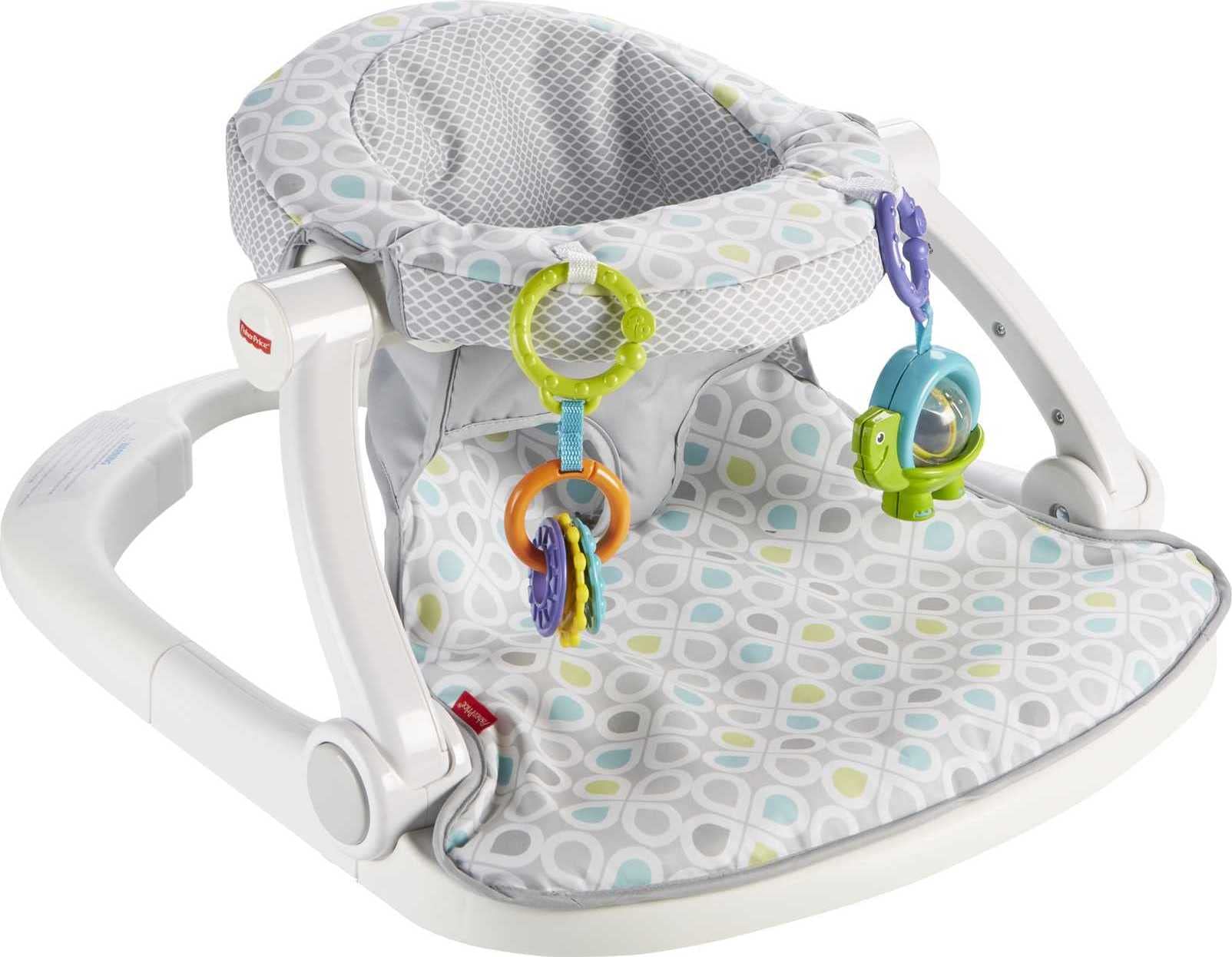 Fisher-Price Portable Baby Chair Sit-Me-Up Floor Seat with Developmental Toys & Machine Washable Seat Pad, Rainbow Showers