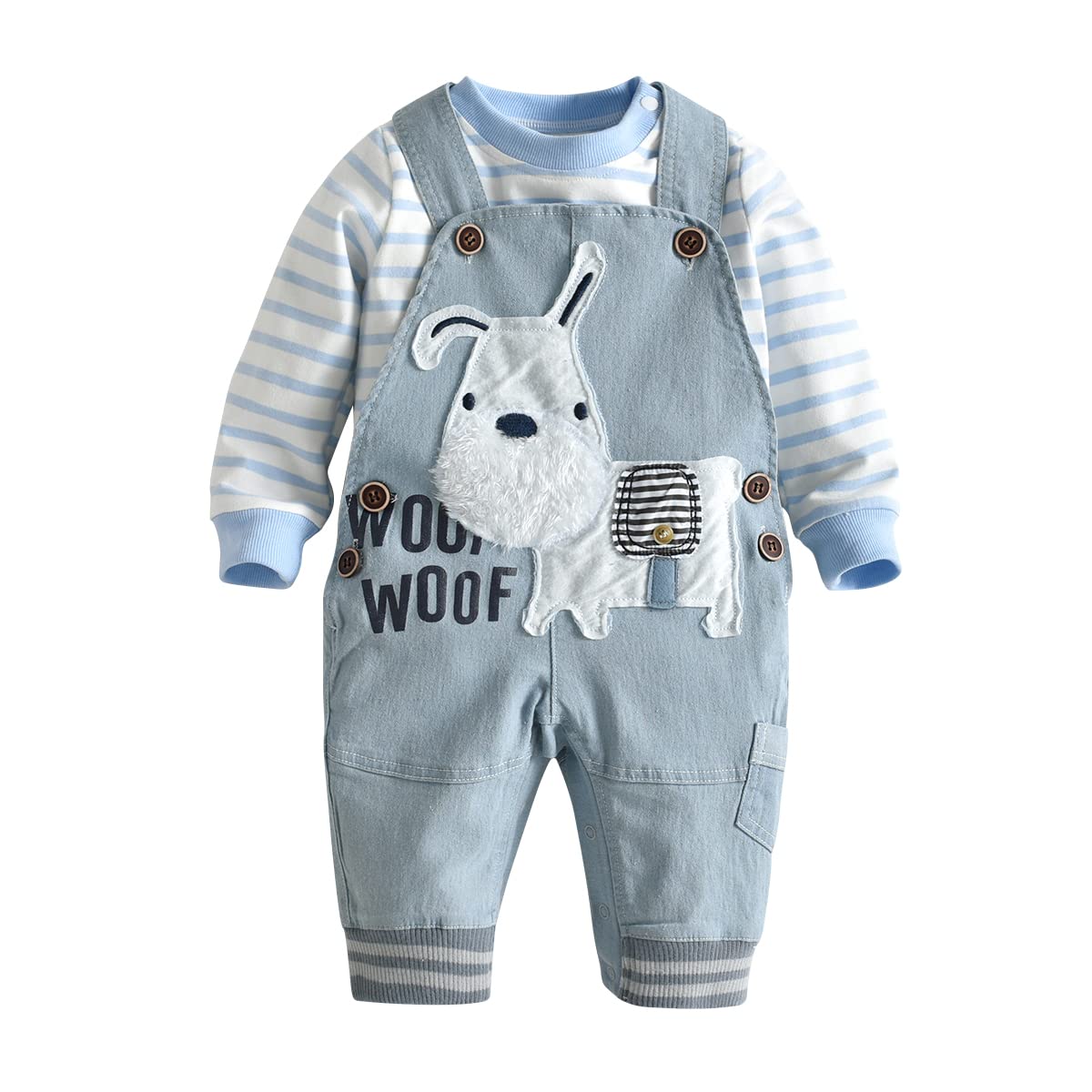 Cute Baby Boy Clothes Suit Toddler Boys' Striped long Sleeve T-Shirt+Denim Overalls Jumpsuit Pants Outfits Sets
