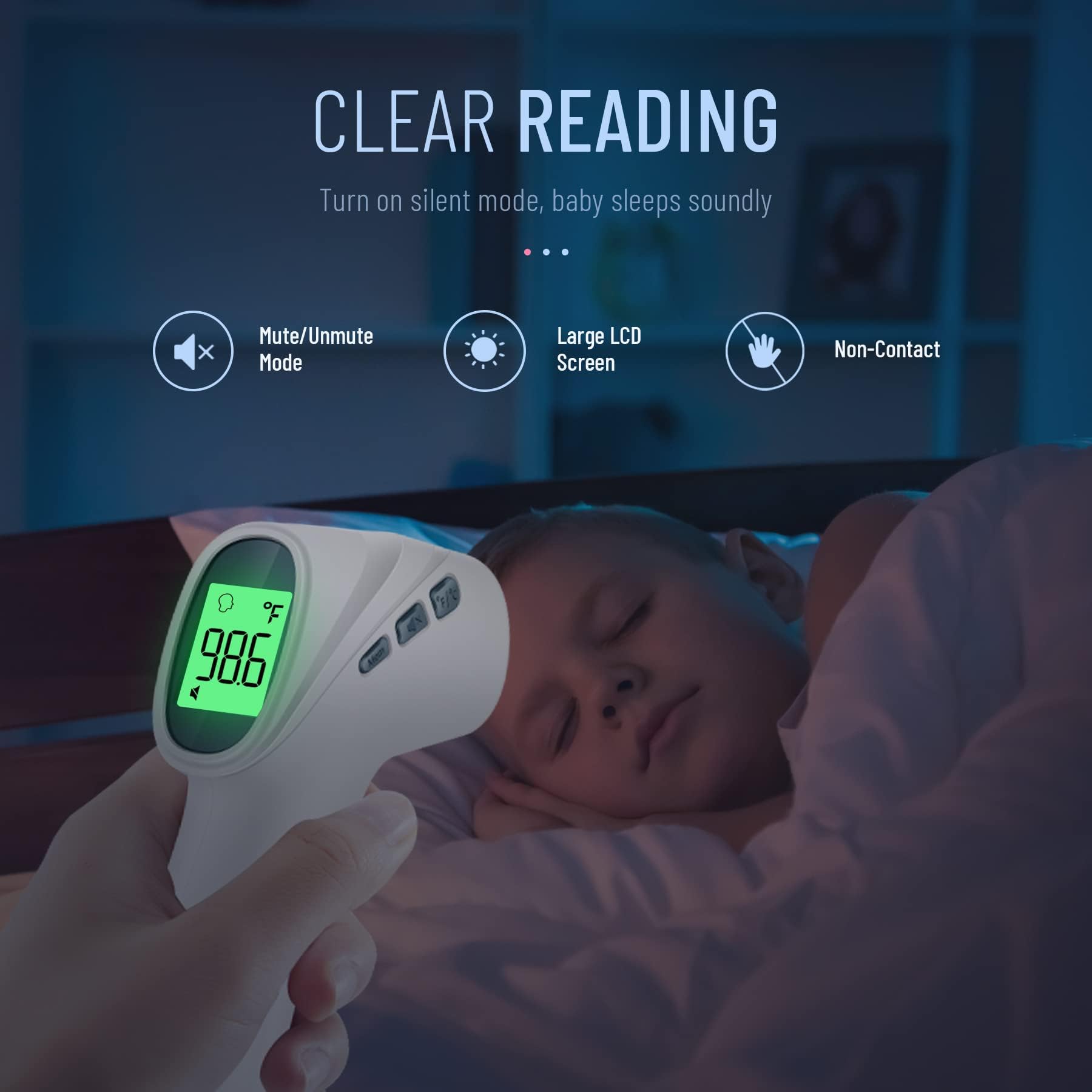 Forehead Thermometer for Adults and Kids, Digital Baby Thermometer with Fever Alarm, Fast Accurate Results, Home Medical & Nurse Essentials