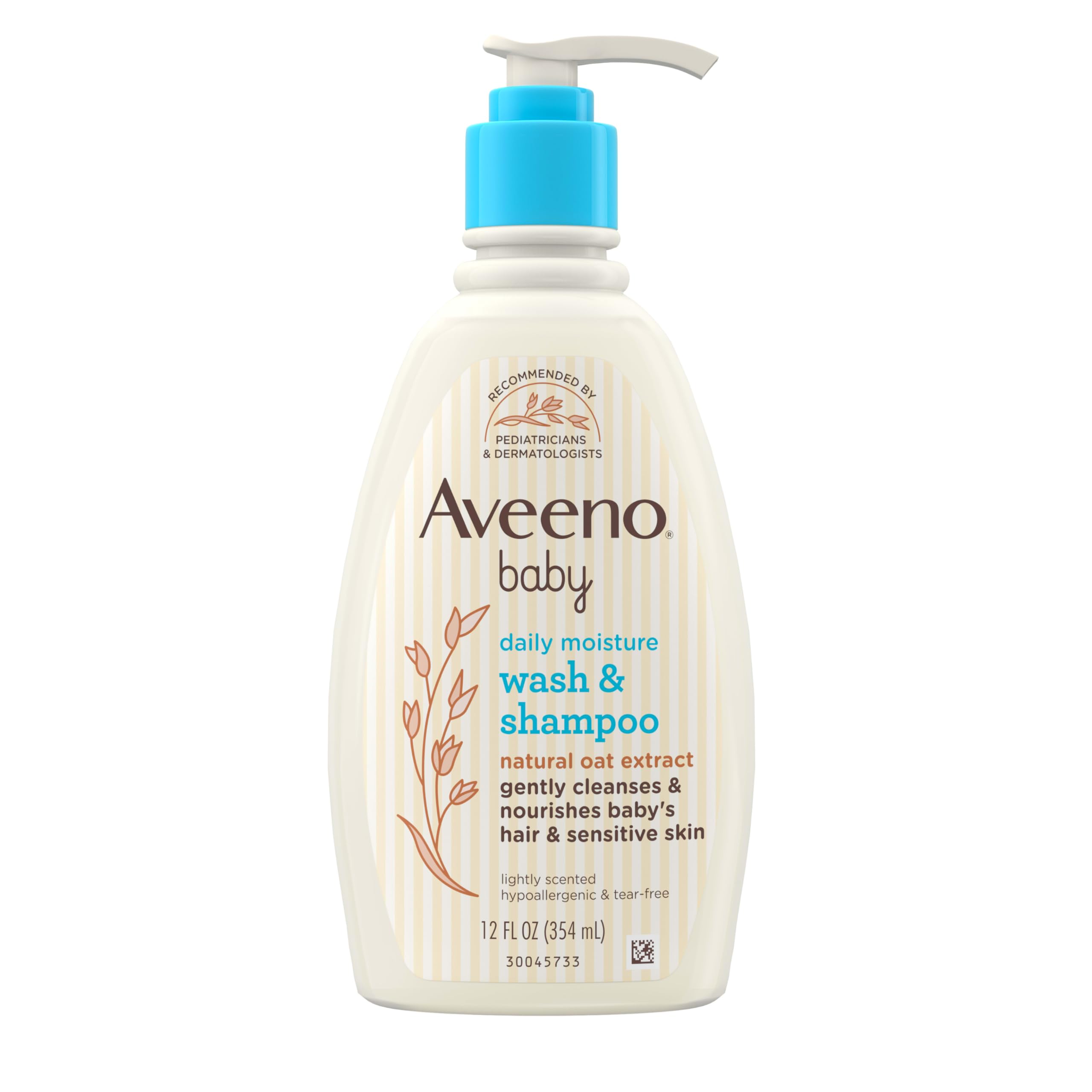 Aveeno Baby Daily Moisture Body Wash & Shampoo with Oat Extract, Hypoallergenic, Tear-Free, No Added Parabens, pH-Balanced Formula For Sensitive Hair & Skin, Baby Essentials, 33 fl oz