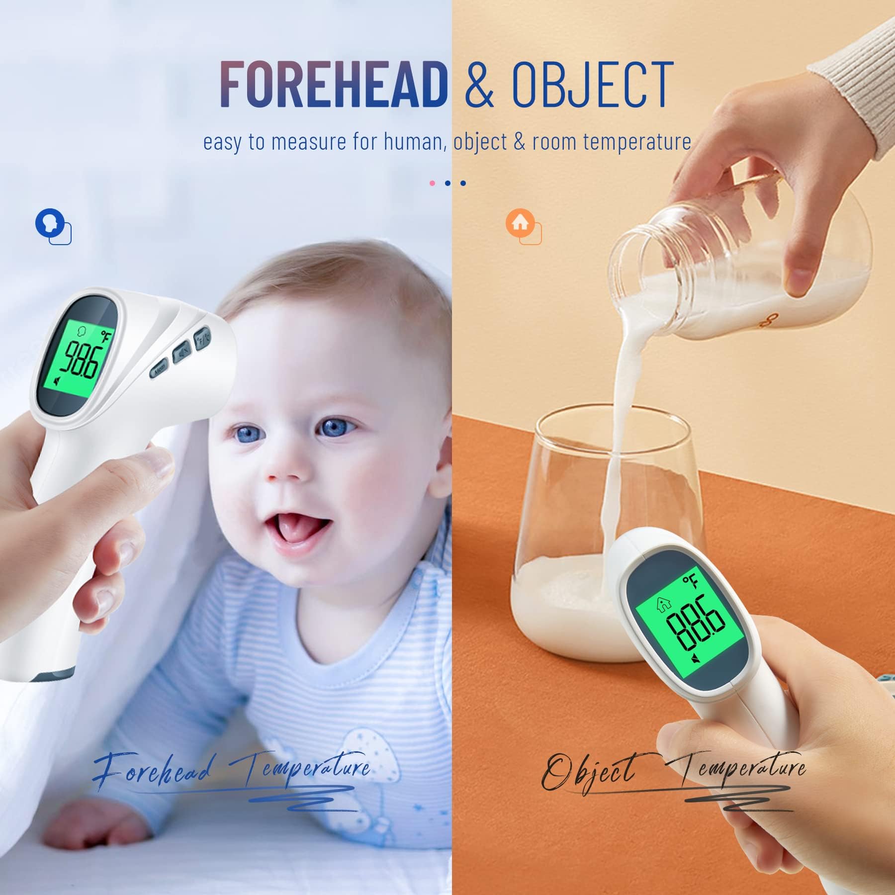 Forehead Thermometer for Adults and Kids, Digital Baby Thermometer with Fever Alarm, Fast Accurate Results, Home Medical & Nurse Essentials