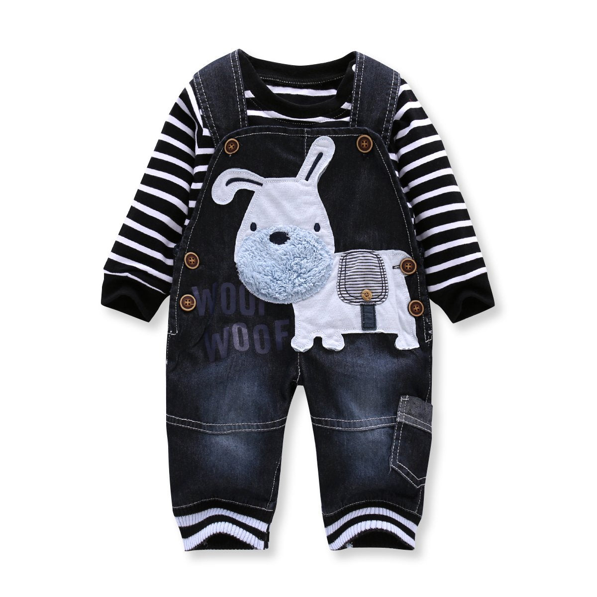 Cute Baby Boy Clothes Suit Toddler Boys' Striped long Sleeve T-Shirt+Denim Overalls Jumpsuit Pants Outfits Sets