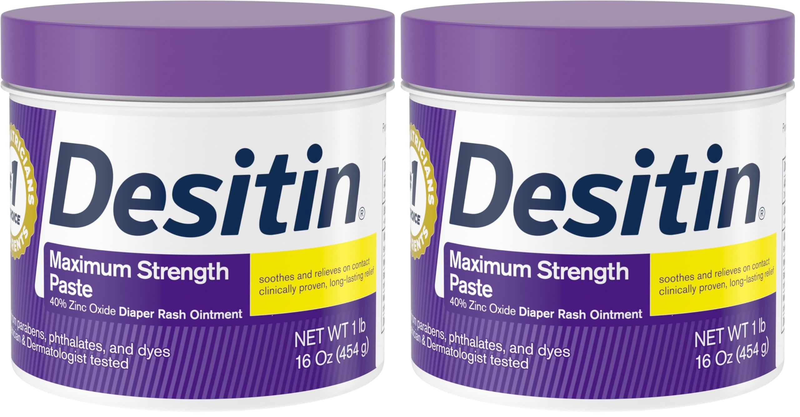 Desitin Maximum Strength Baby Diaper Rash Cream, 40% Zinc Oxide, Hypoallergenic No Added Parabens & Dyes, Protects & Relieves Baby’s Skin for Up to 12 Hours, Prevents Diaper Rash, 4.8 oz Tube