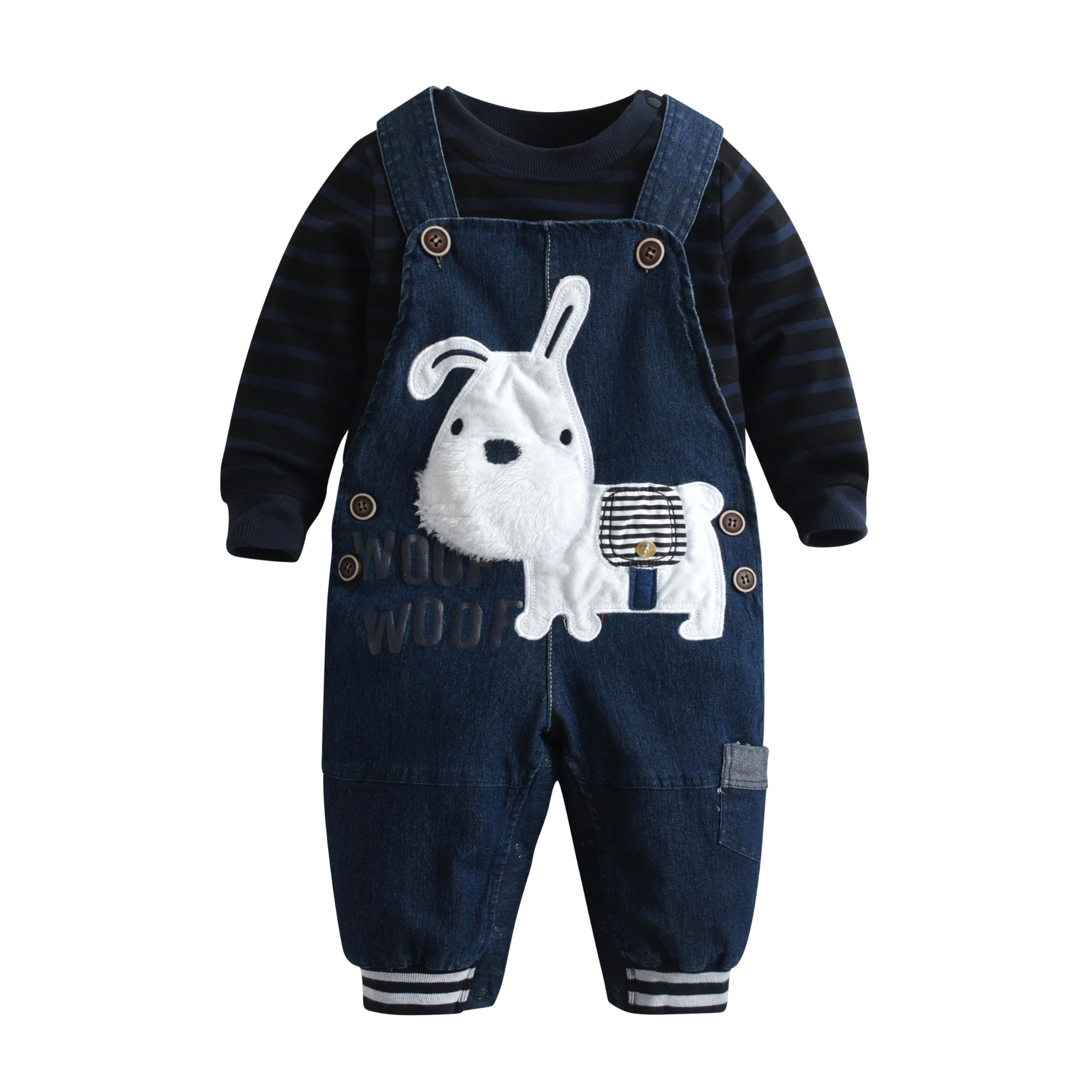 Cute Baby Boy Clothes Suit Toddler Boys' Striped long Sleeve T-Shirt+Denim Overalls Jumpsuit Pants Outfits Sets