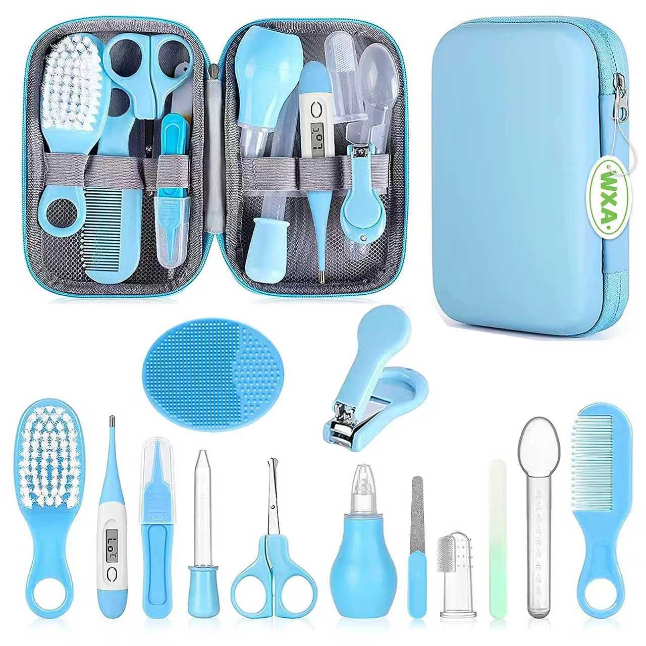 Baby Grooming Kit, Infant Safety Care Set with Hair Brush Comb Nail Clipper Nasal Aspirator,Baby Essentials Kit for Newborn Girls Boys (Pink Baby Grooming kit)