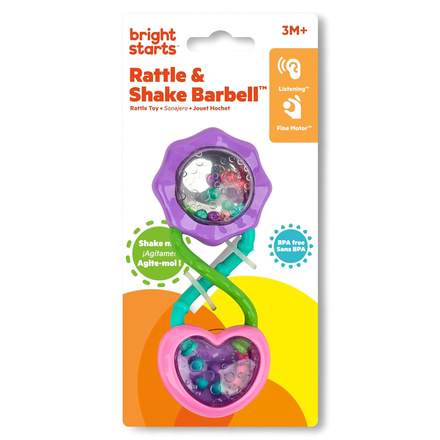 Bright Starts Oball Shaker Rattle Toy, Ages Newborn Plus