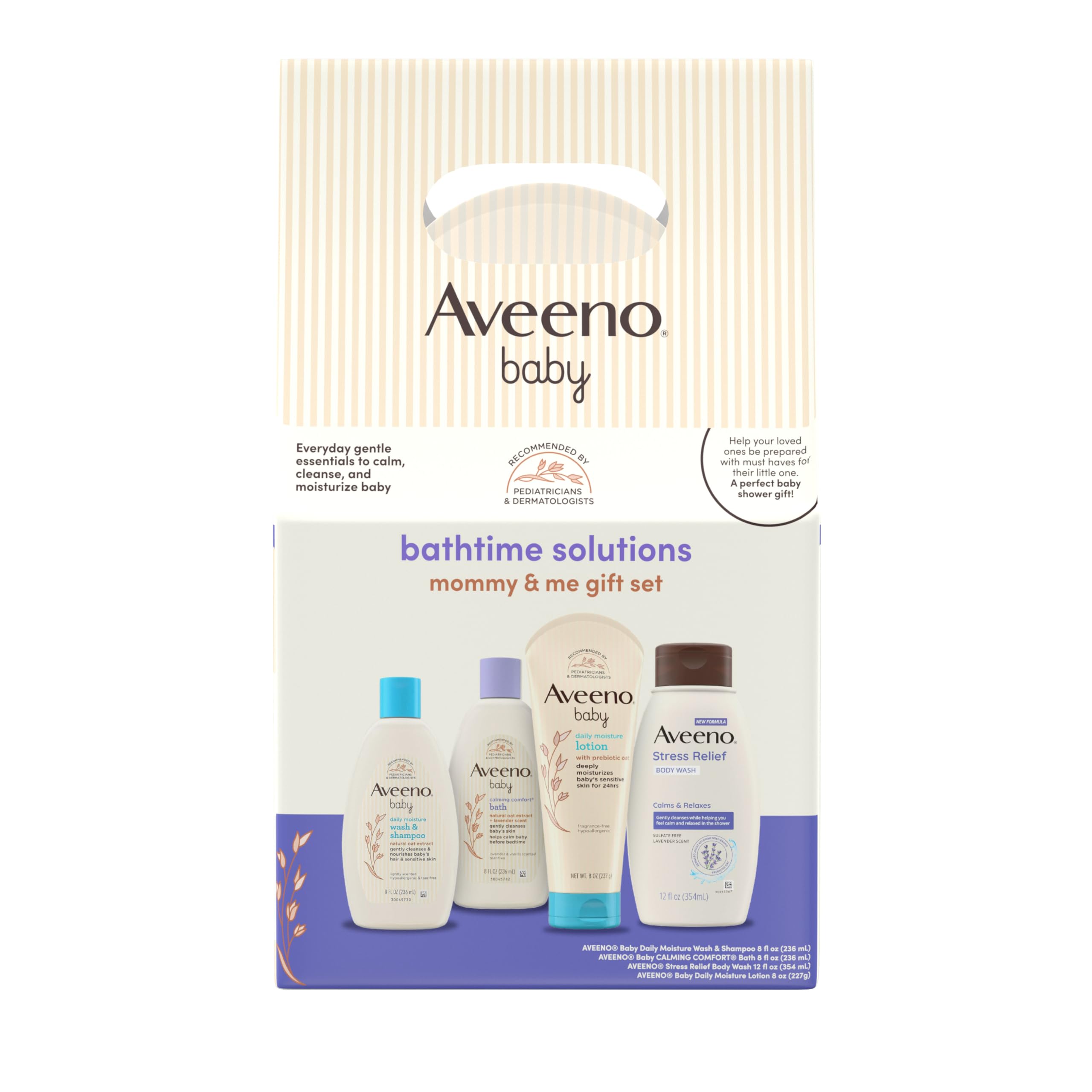 Aveeno Baby Welcome Little One Gift Set, Skincare Set with Nourishing Body Wash & Shampoo, Calming Bath Wash, All Over Wipes, Daily Moisturizing Lotion, & Balm, 5 Items