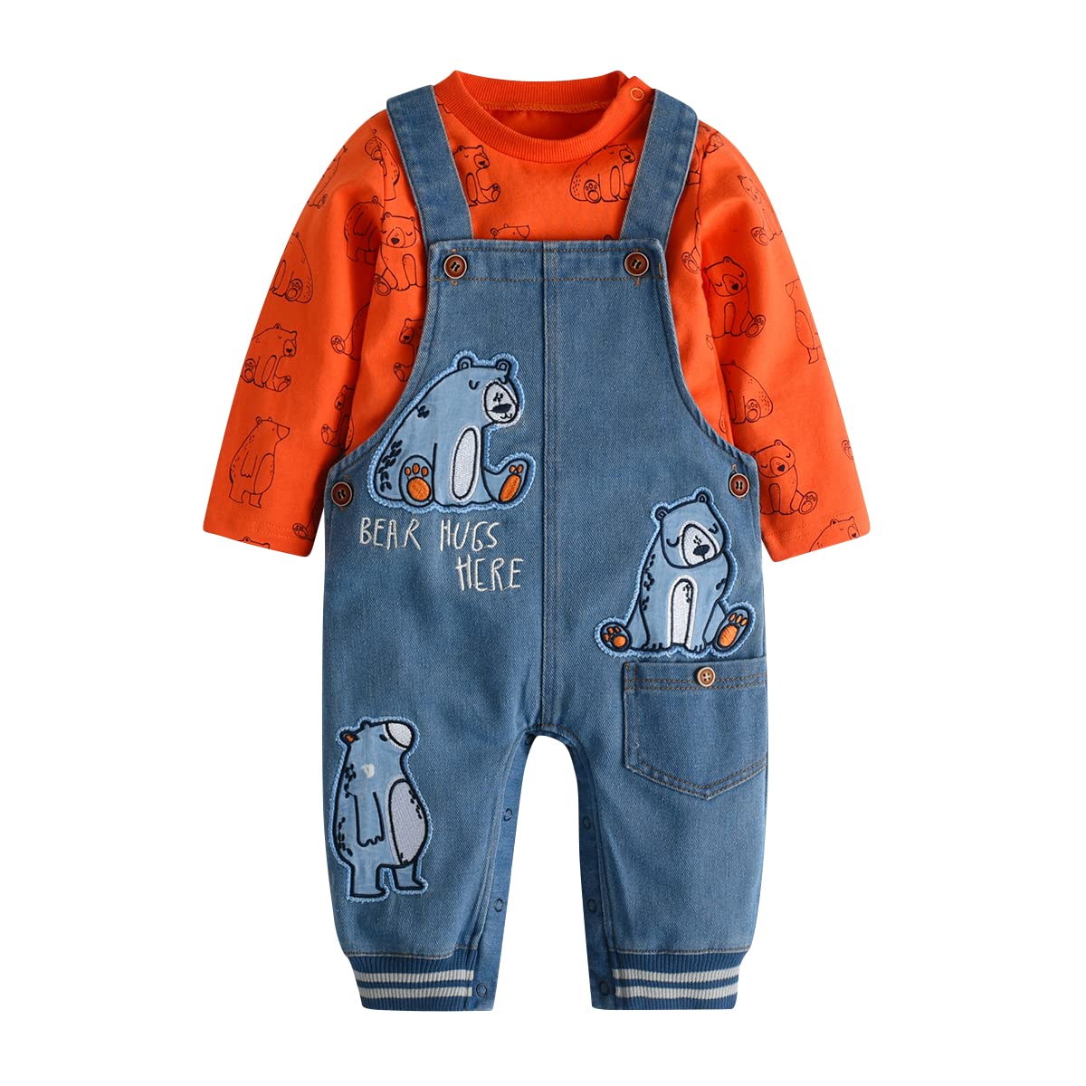 Cute Baby Boy Clothes Suit Toddler Boys' Striped long Sleeve T-Shirt+Denim Overalls Jumpsuit Pants Outfits Sets