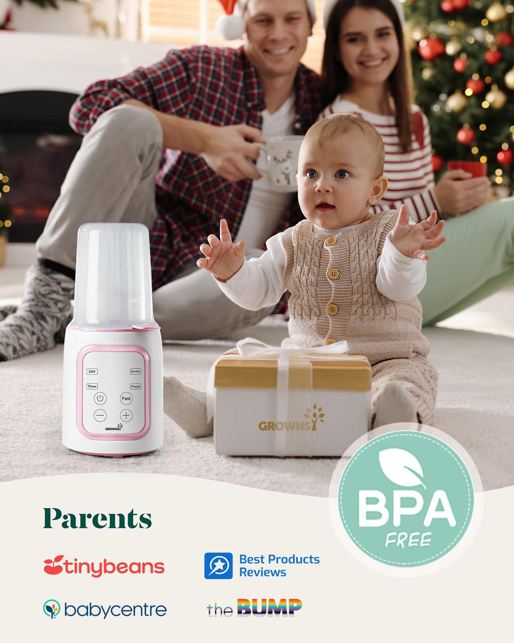 Bottle Warmer, Grownsy 8-in-1 Fast Baby Bottle Warmer with Timer, Safe for Breastmilk Nutrients, Accurate Temperature Control, with Defrost, Sterili-zing, Keep Warm, Heats Baby Food & Bottles