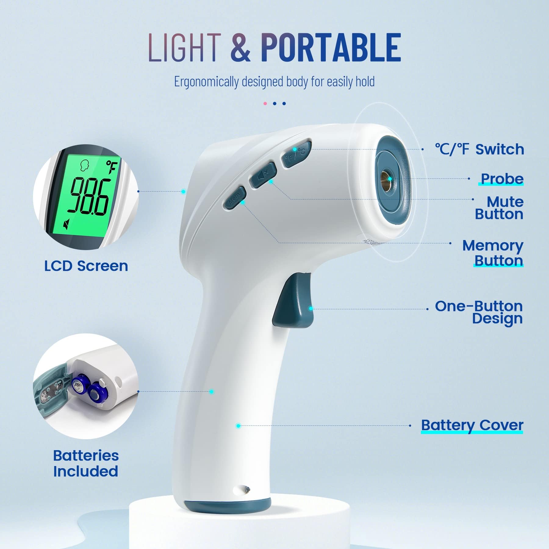 Forehead Thermometer for Adults and Kids, Digital Baby Thermometer with Fever Alarm, Fast Accurate Results, Home Medical & Nurse Essentials