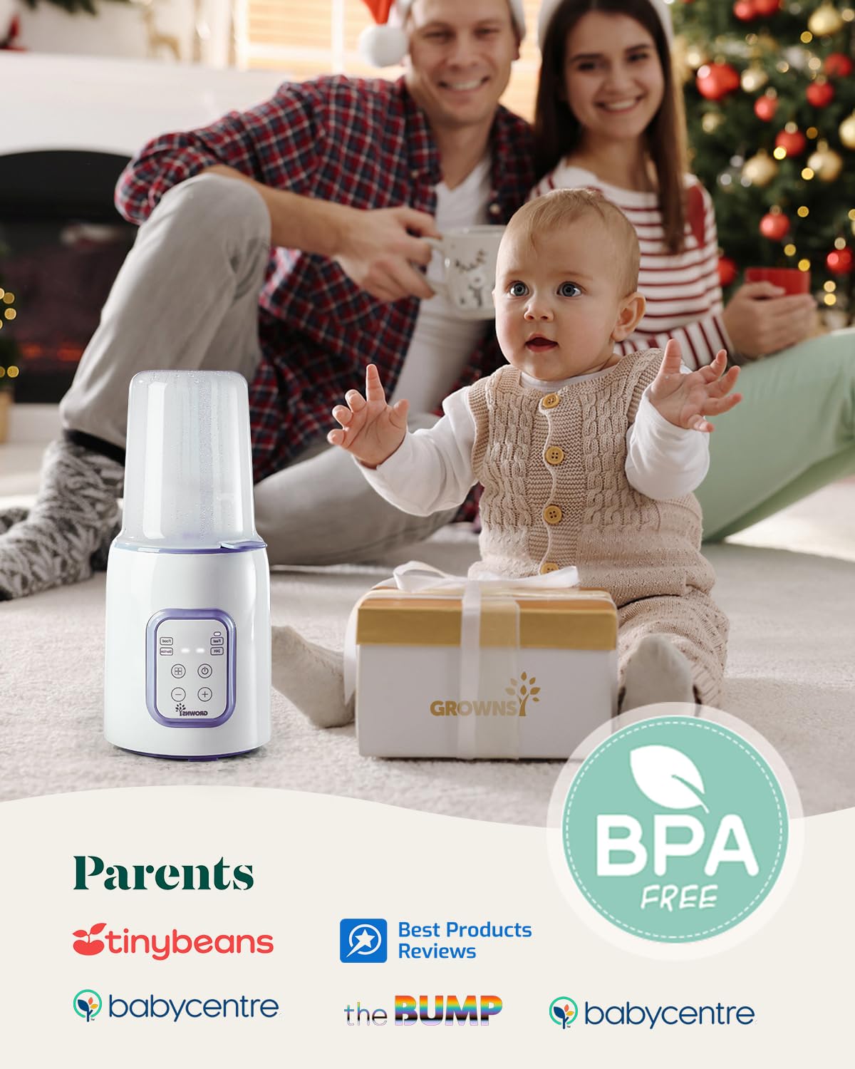 Bottle Warmer, Grownsy 8-in-1 Fast Baby Bottle Warmer with Timer, Safe for Breastmilk Nutrients, Accurate Temperature Control, with Defrost, Sterili-zing, Keep Warm, Heats Baby Food & Bottles