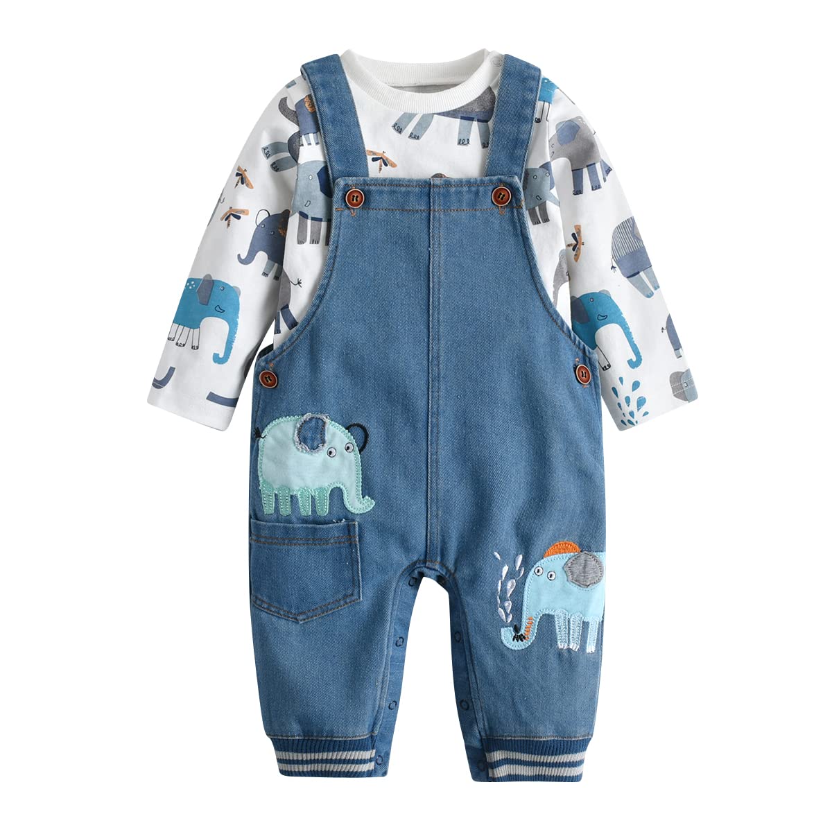 Cute Baby Boy Clothes Suit Toddler Boys' Striped long Sleeve T-Shirt+Denim Overalls Jumpsuit Pants Outfits Sets