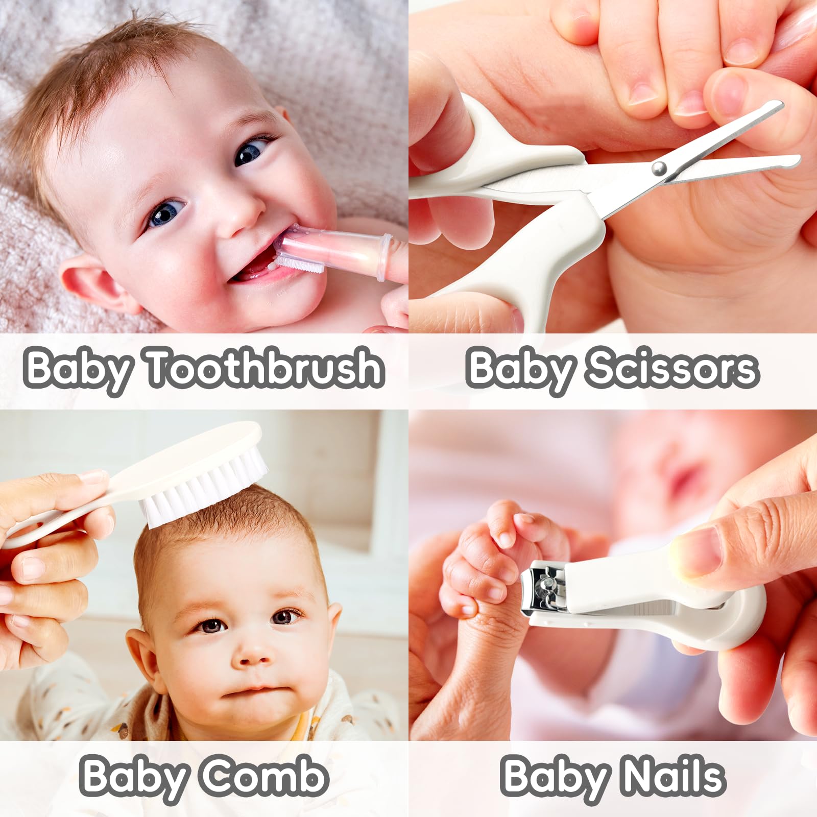 Baby Grooming Kit, Infant Safety Care Set with Hair Brush Comb Nail Clipper Nasal Aspirator,Baby Essentials Kit for Newborn Girls Boys (Pink Baby Grooming kit)