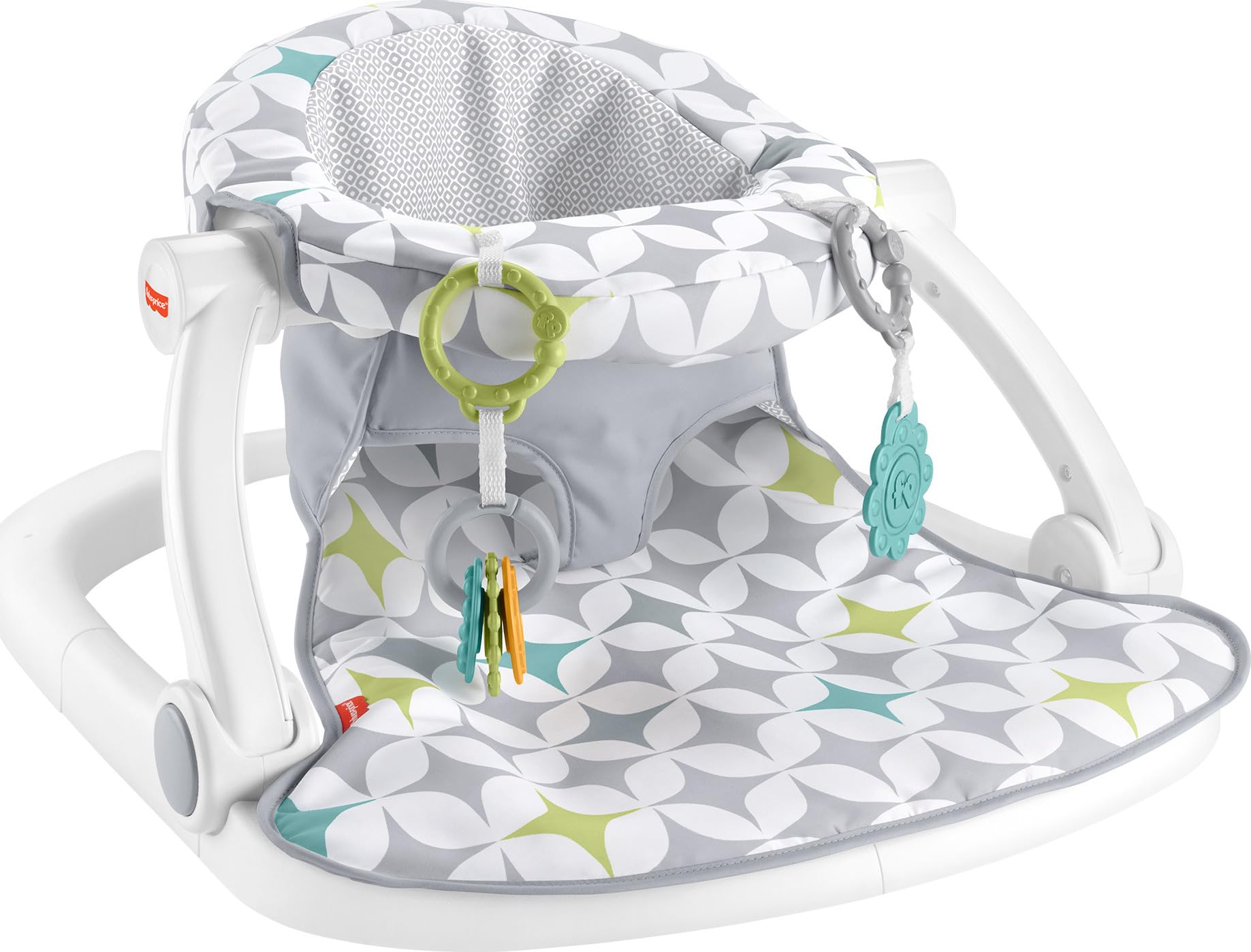 Fisher-Price Portable Baby Chair Sit-Me-Up Floor Seat with Developmental Toys & Machine Washable Seat Pad, Rainbow Showers
