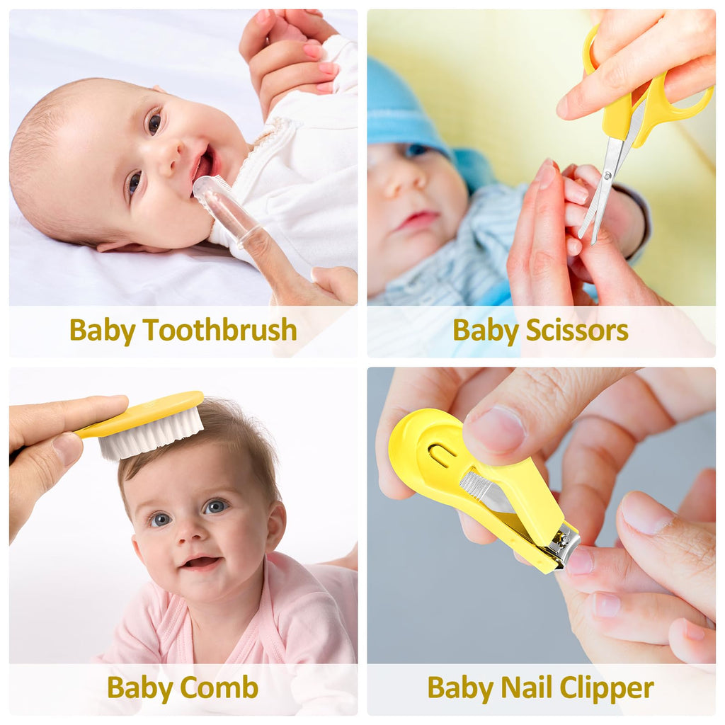 Baby Grooming Kit, Infant Safety Care Set with Hair Brush Comb Nail Clipper Nasal Aspirator,Baby Essentials Kit for Newborn Girls Boys (Pink Baby Grooming kit)