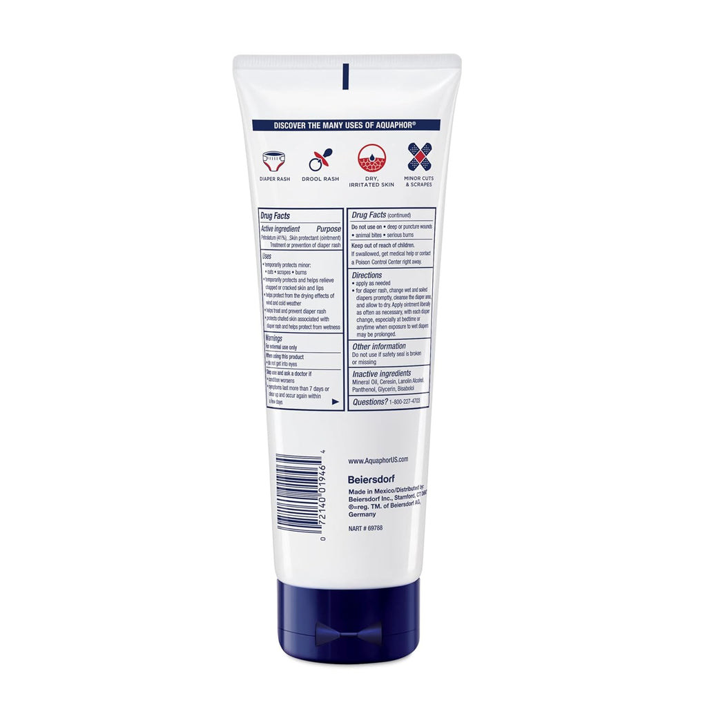 Aquaphor Baby Healing Ointment Advanced Therapy Skin Protectant, Dry Skin and Diaper Rash Ointment, 7 Oz Tube