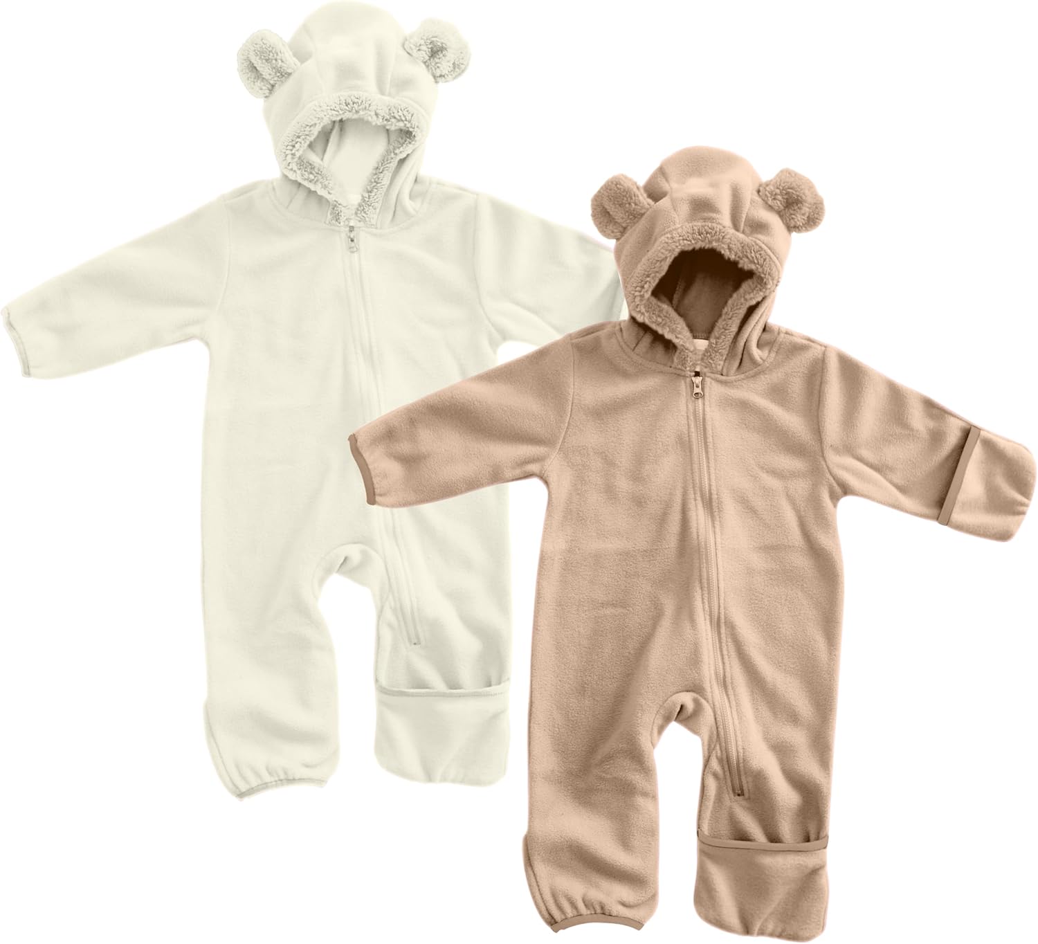 Cuddle Club Fleece Baby Bunting Bodysuit with Hood, Convertible Mittens & Booties, Car Seat Friendly, Soft & Warm, Easy Zip