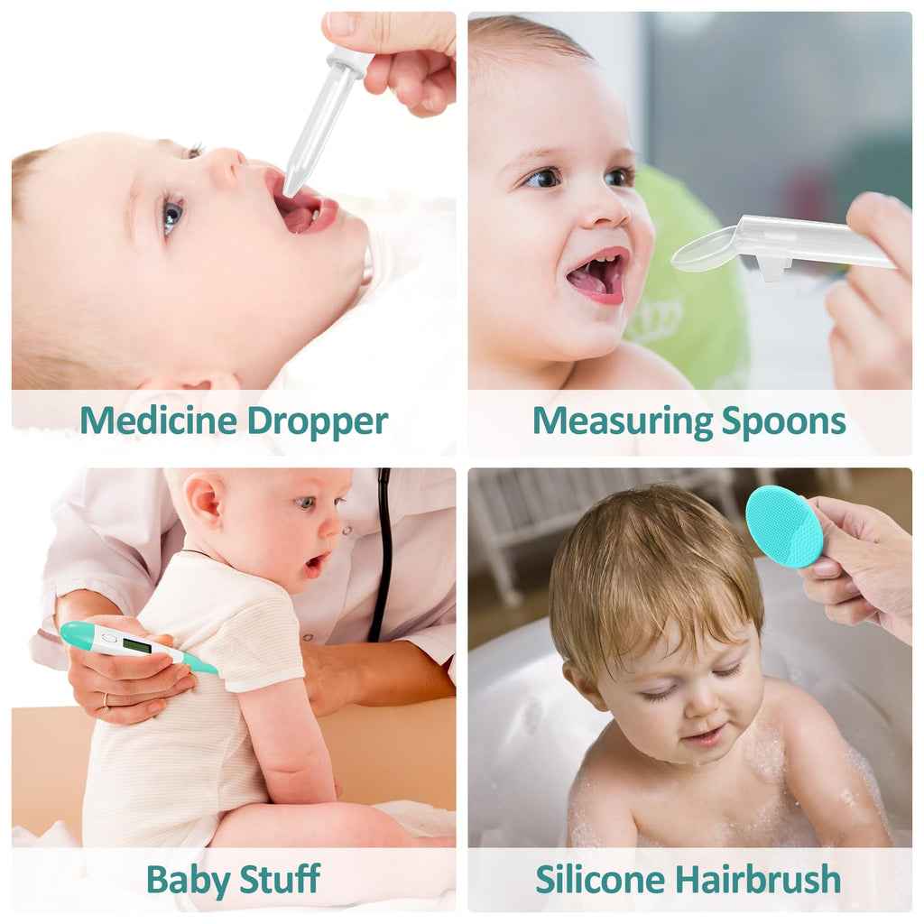 Baby Grooming Kit, Infant Safety Care Set with Hair Brush Comb Nail Clipper Nasal Aspirator,Baby Essentials Kit for Newborn Girls Boys (Pink Baby Grooming kit)