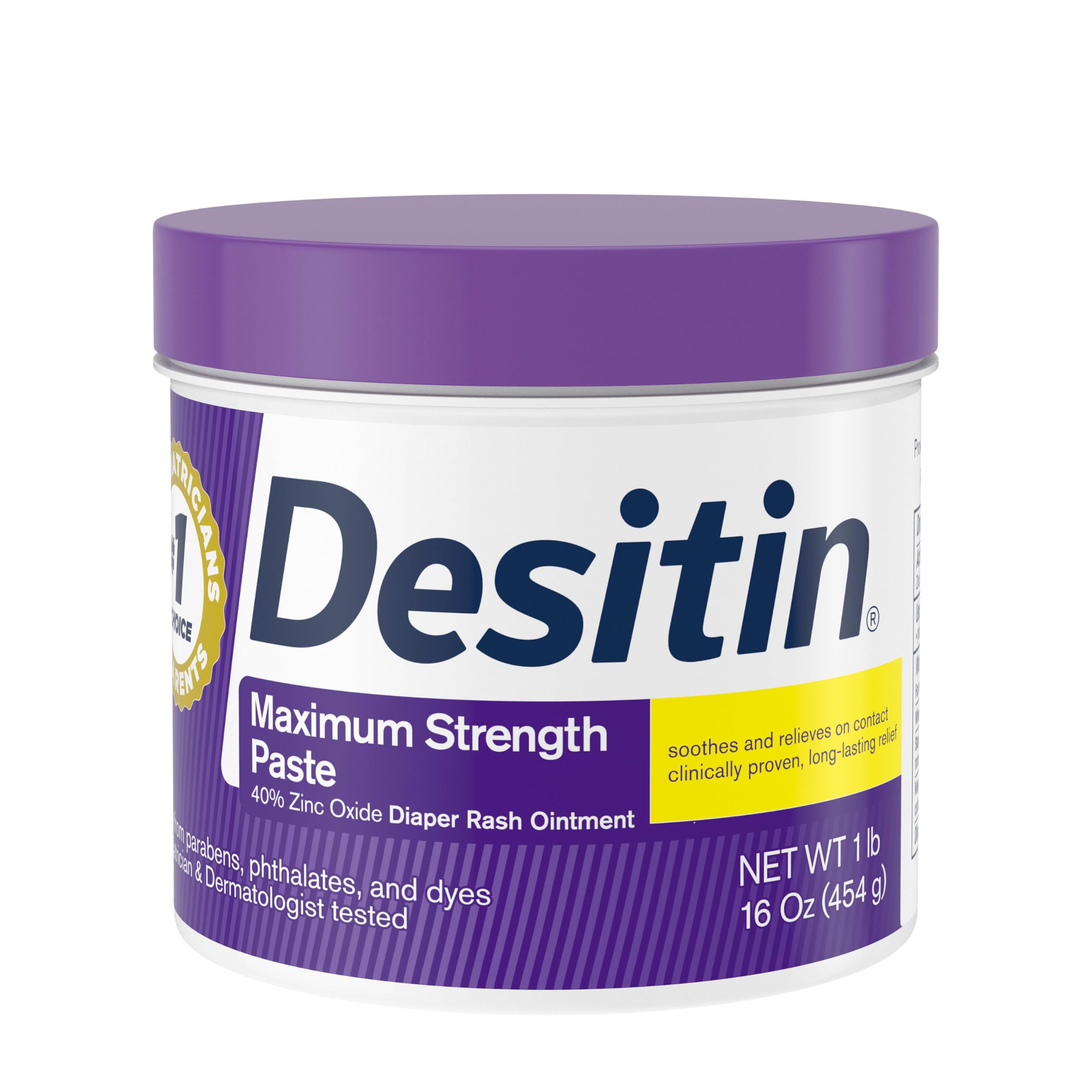 Desitin Maximum Strength Baby Diaper Rash Cream, 40% Zinc Oxide, Hypoallergenic No Added Parabens & Dyes, Protects & Relieves Baby’s Skin for Up to 12 Hours, Prevents Diaper Rash, 4.8 oz Tube
