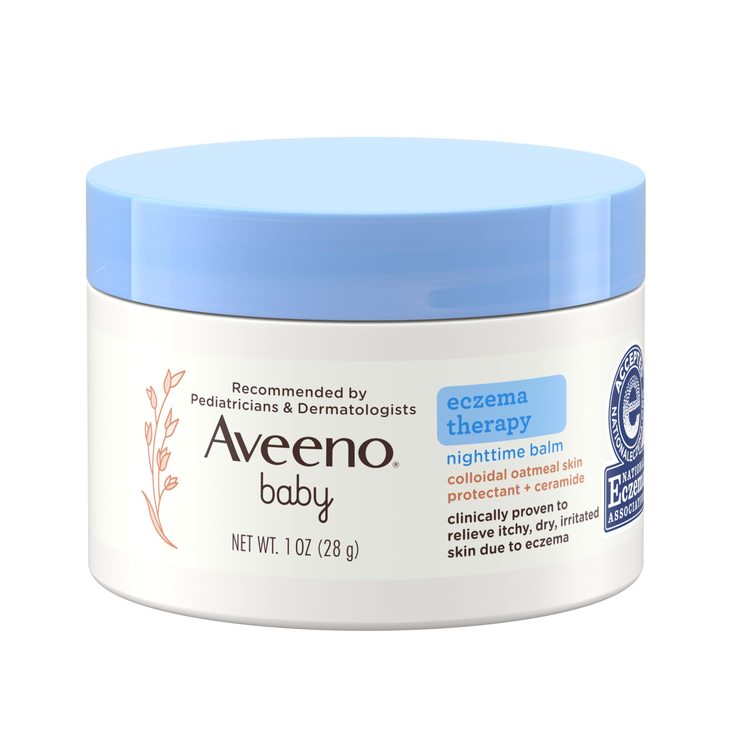 Aveeno Baby Eczema Therapy Nighttime Body Balm, Moisturizing Eczema Treatment, Ceramides, Triple Oat Complex, Soothes Dry, Itchy Skin, Hypoallergenic, Fragrance & Steroid Free, 11oz