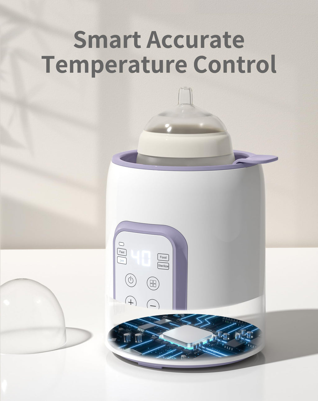 Bottle Warmer, Grownsy 8-in-1 Fast Baby Bottle Warmer with Timer, Safe for Breastmilk Nutrients, Accurate Temperature Control, with Defrost, Sterili-zing, Keep Warm, Heats Baby Food & Bottles