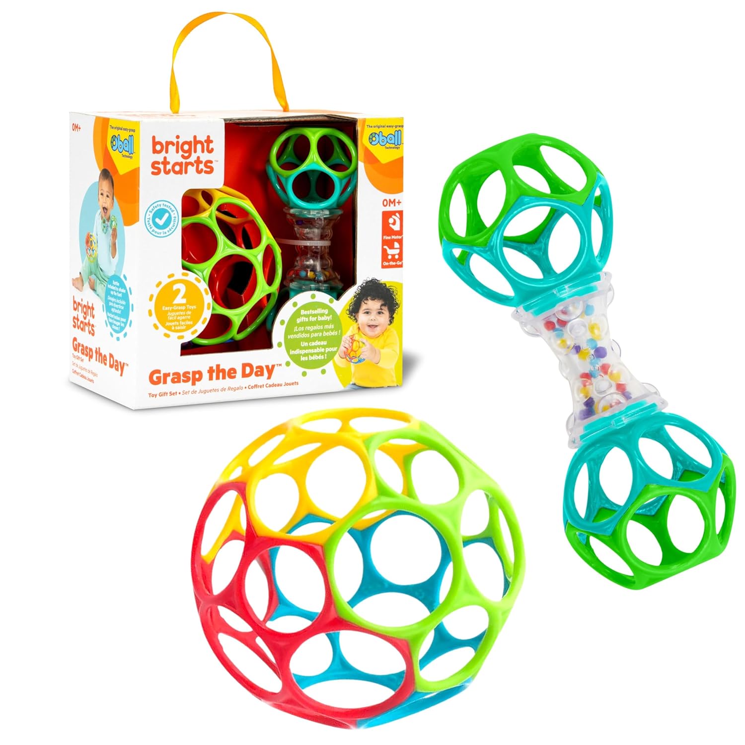 Bright Starts Oball Shaker Rattle Toy, Ages Newborn Plus