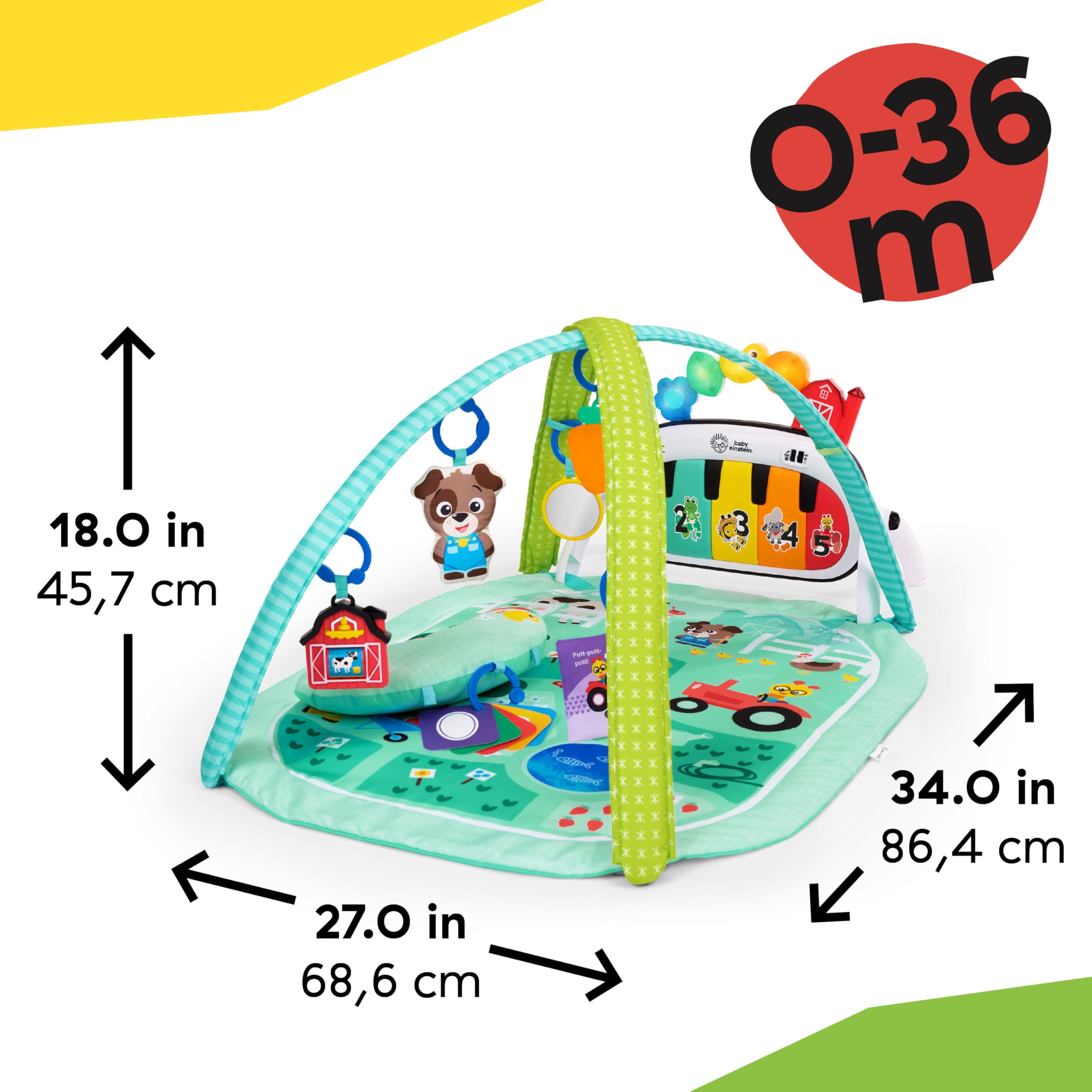 Baby Einstein 4-in-1 Kickin' Tunes Music and Language Play Gym and Piano Tummy Time Activity Mat