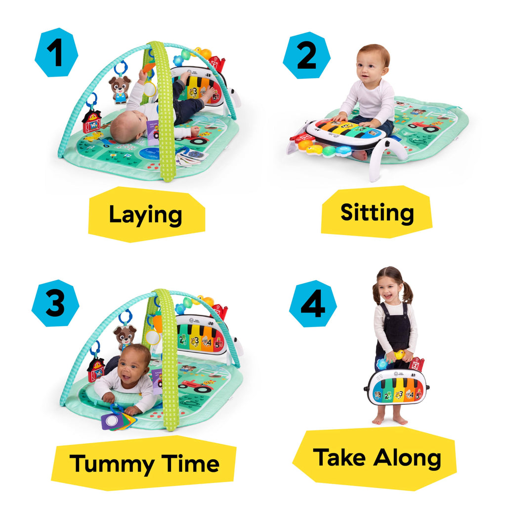 Baby Einstein 4-in-1 Kickin' Tunes Music and Language Play Gym and Piano Tummy Time Activity Mat