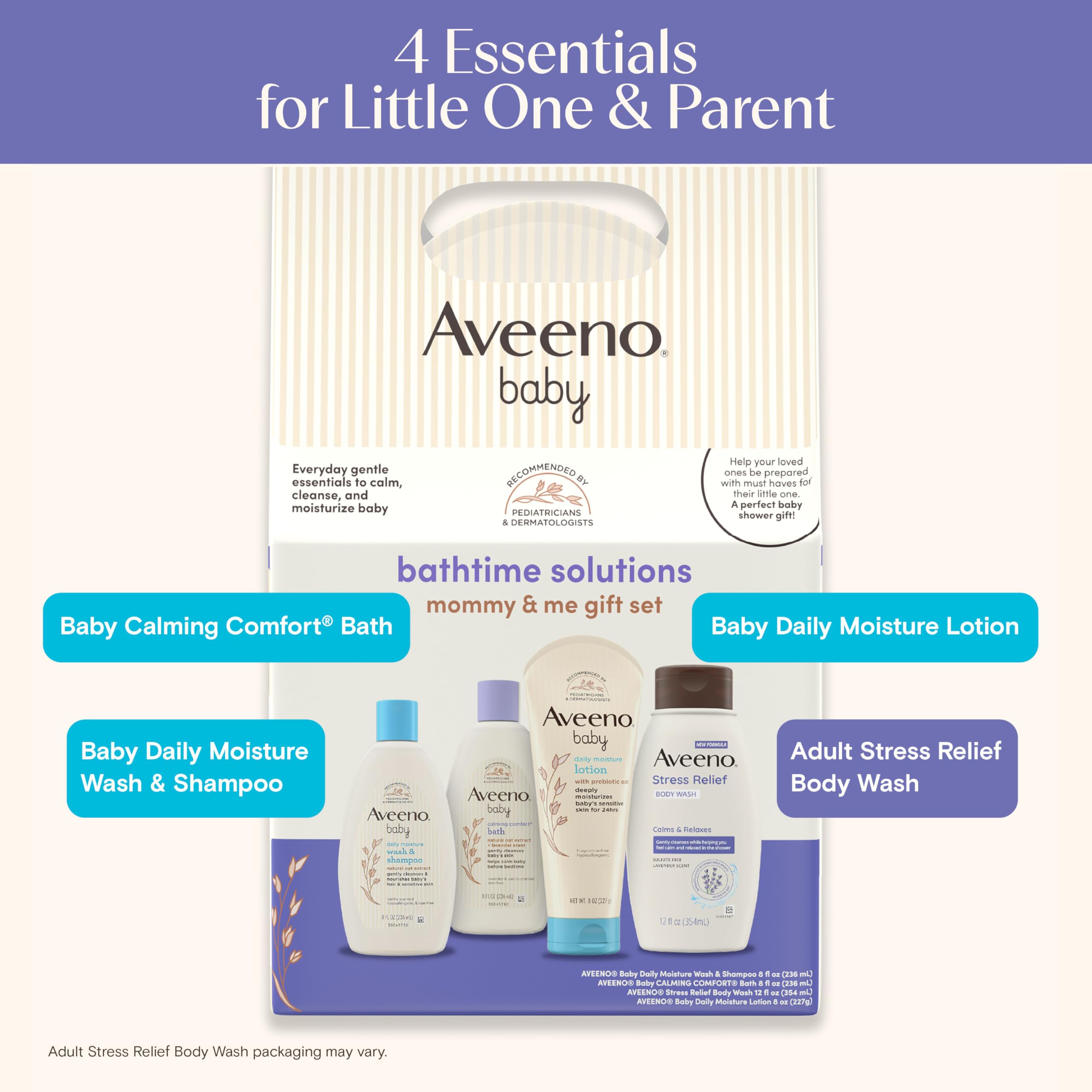 Aveeno Baby Welcome Little One Gift Set, Skincare Set with Nourishing Body Wash & Shampoo, Calming Bath Wash, All Over Wipes, Daily Moisturizing Lotion, & Balm, 5 Items
