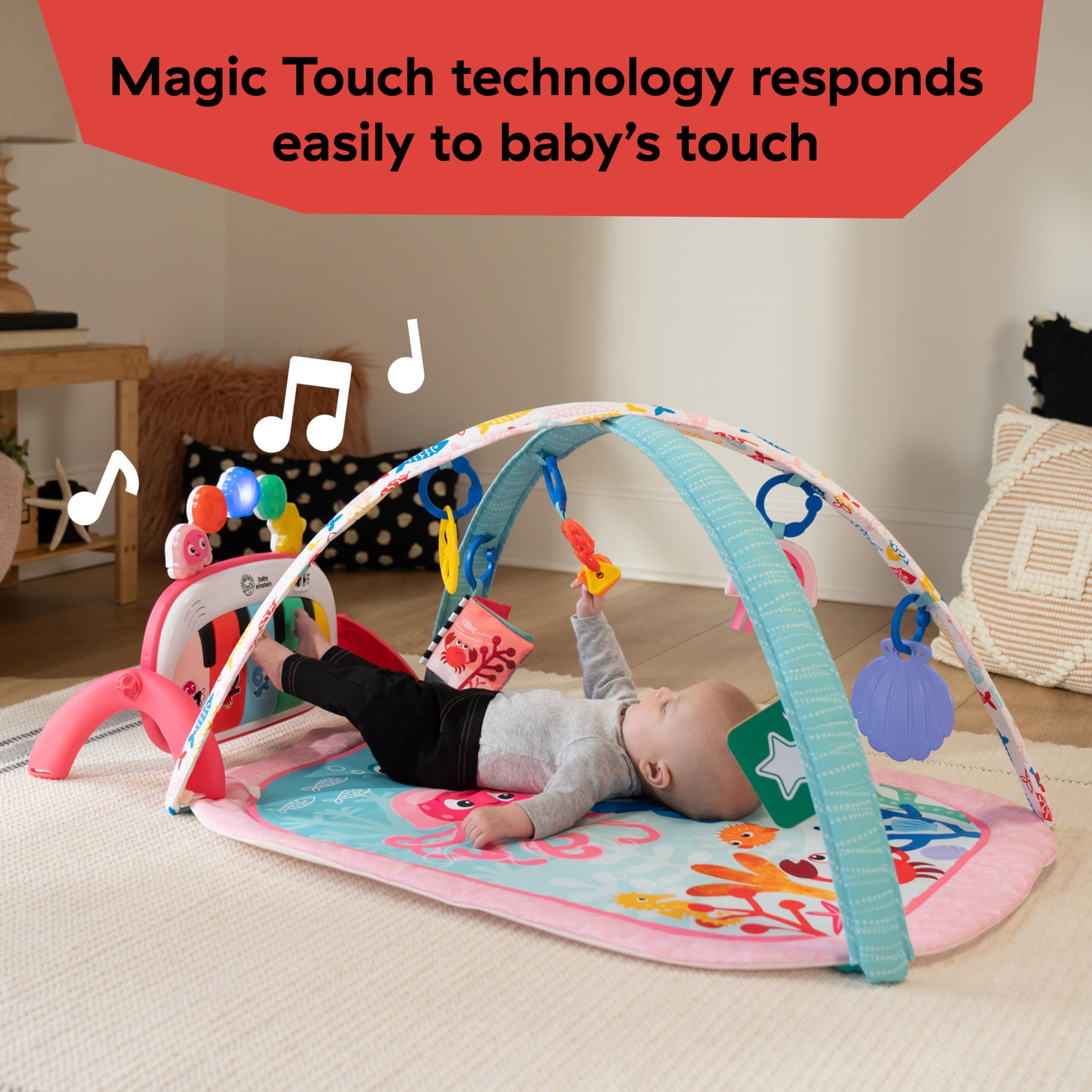 Baby Einstein 4-in-1 Kickin' Tunes Music and Language Play Gym and Piano Tummy Time Activity Mat