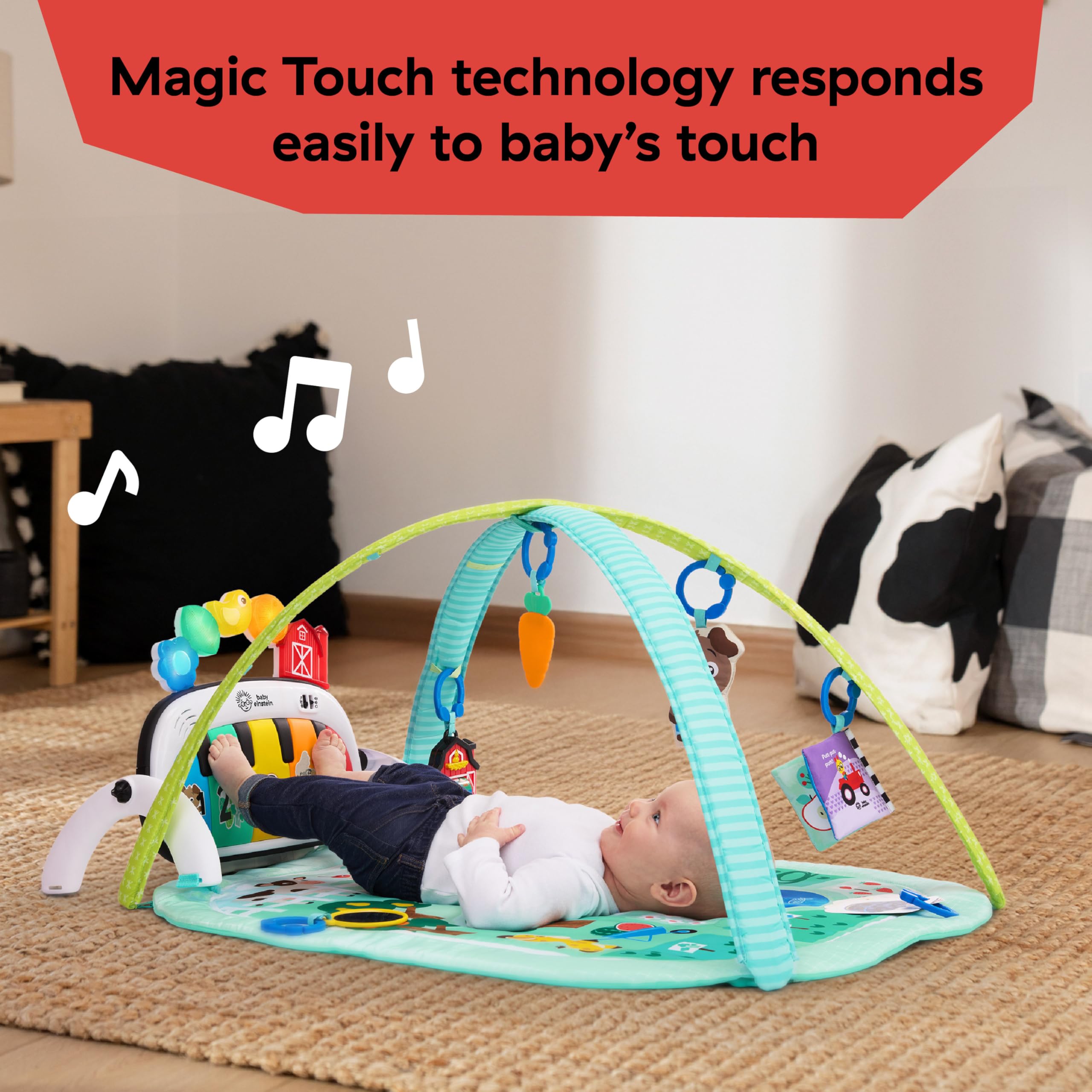 Baby Einstein 4-in-1 Kickin' Tunes Music and Language Play Gym and Piano Tummy Time Activity Mat