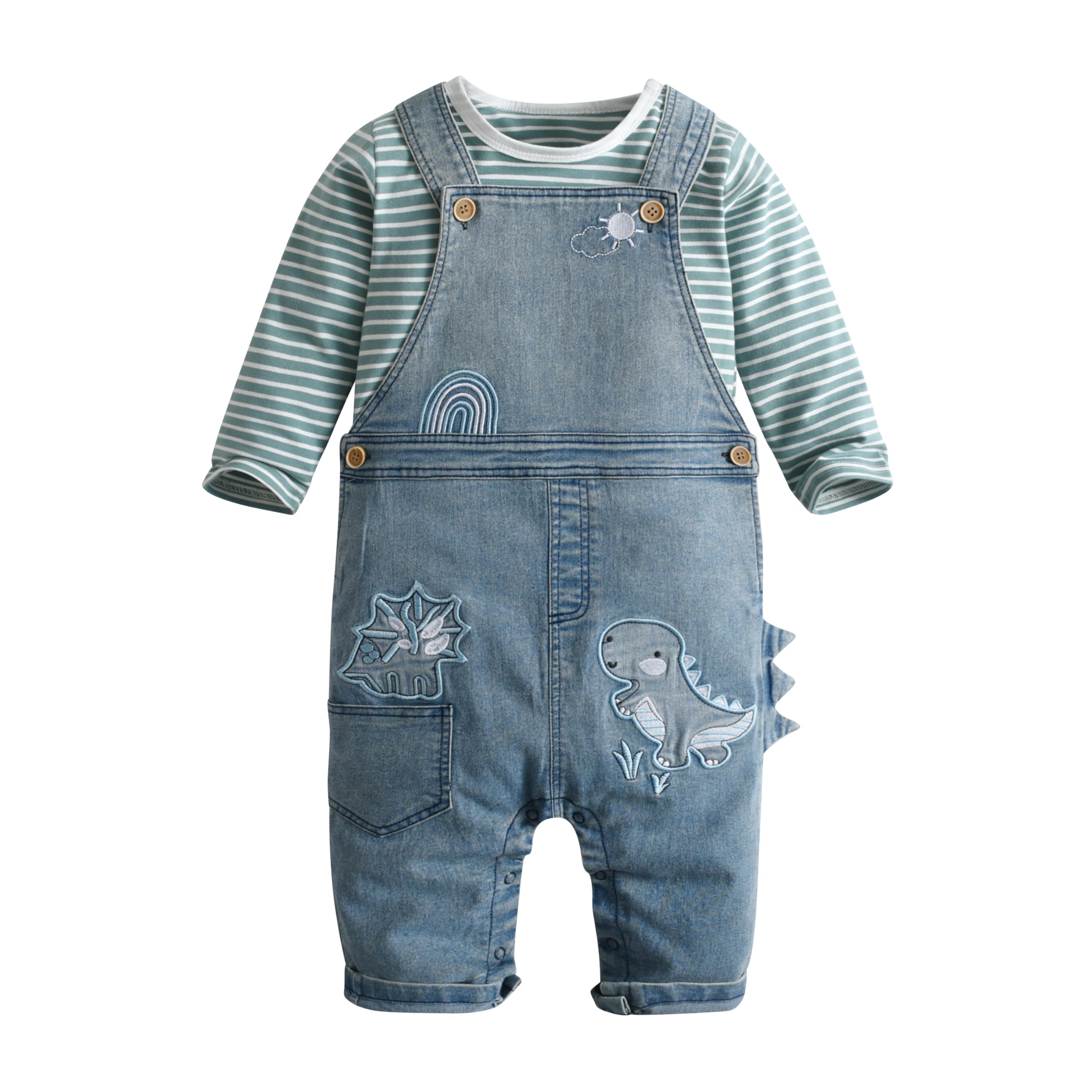 Cute Baby Boy Clothes Suit Toddler Boys' Striped long Sleeve T-Shirt+Denim Overalls Jumpsuit Pants Outfits Sets