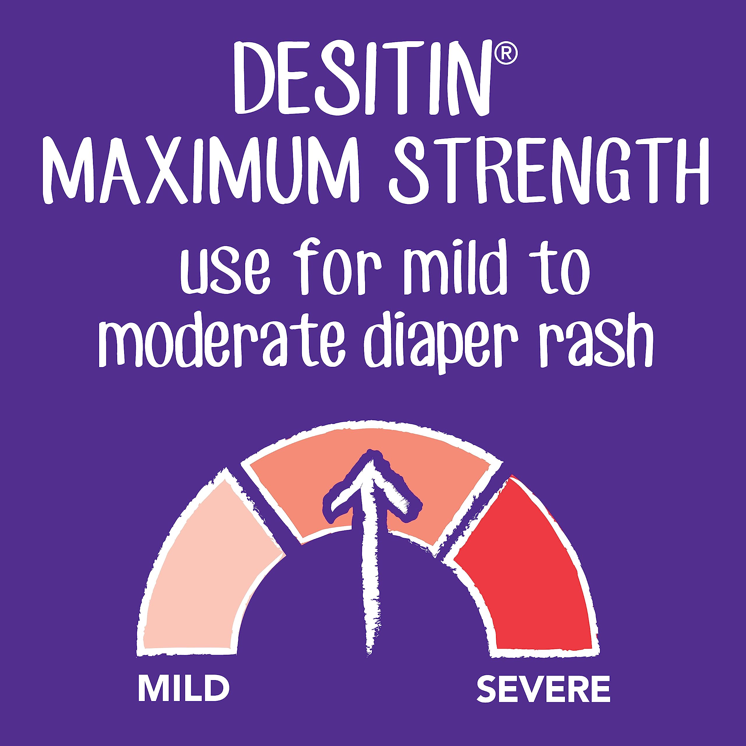 Desitin Maximum Strength Baby Diaper Rash Cream, 40% Zinc Oxide, Hypoallergenic No Added Parabens & Dyes, Protects & Relieves Baby’s Skin for Up to 12 Hours, Prevents Diaper Rash, 4.8 oz Tube