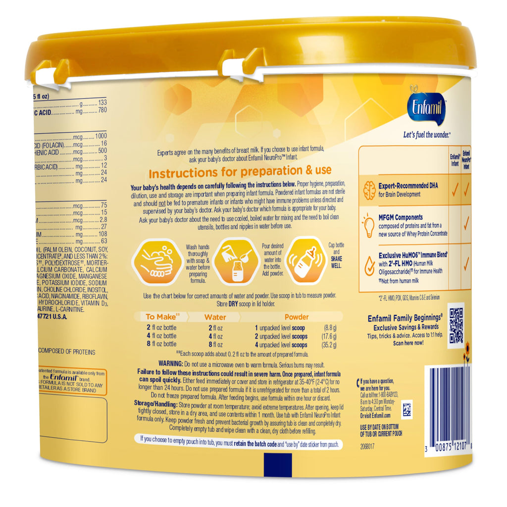 Enfamil NeuroPro Baby Formula, Brain Building Duo DHA & MFGM, Exclusive Immune Supporting HuMO6 Blend, Powder Infant Formula, Baby Milk, 20.7 Oz