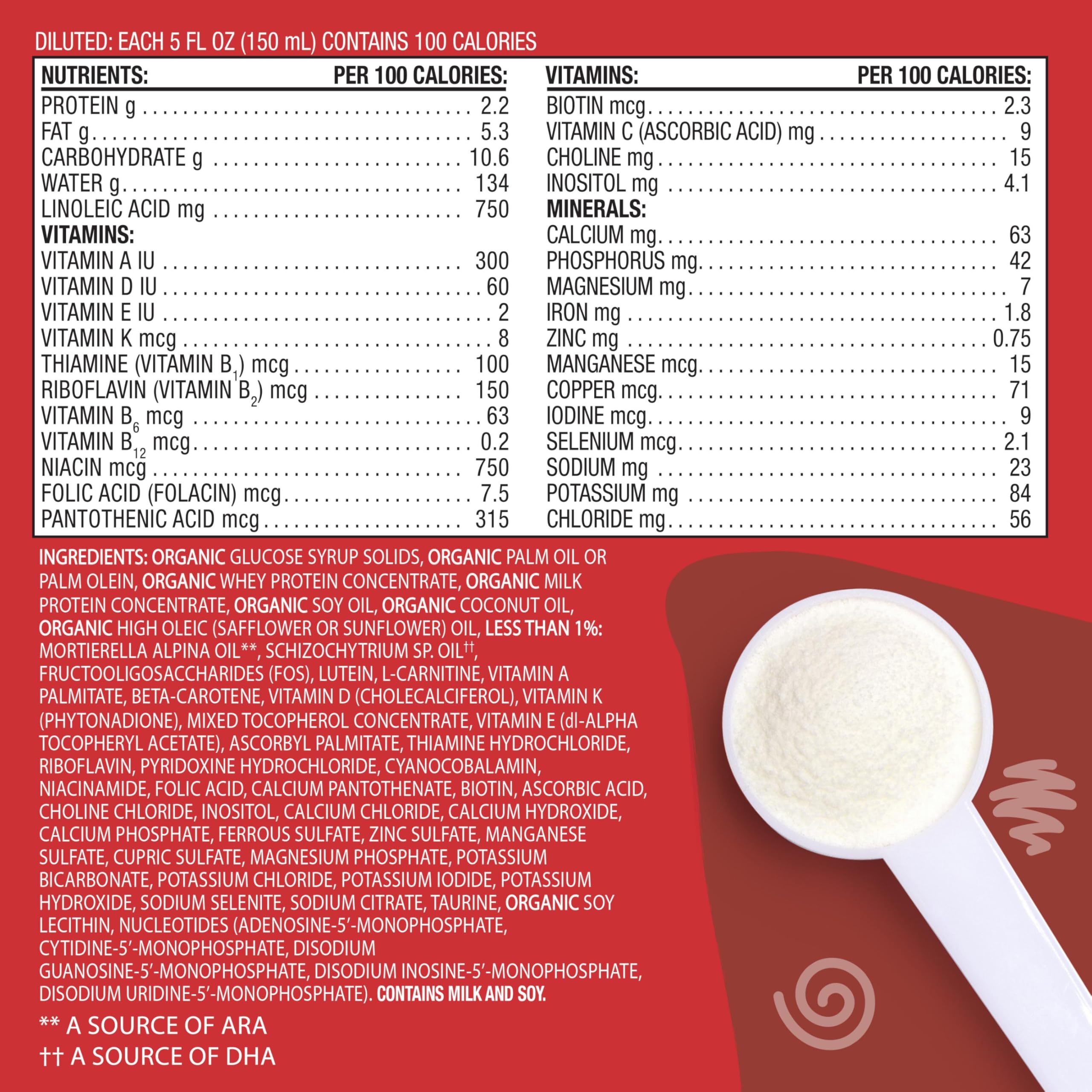 Earth's Best Organic Baby Formula for Babies 0-12 Months, Powdered Dairy Infant Formula with Iron, Omega-3 DHA, and Omega-6 ARA, 21 oz Formula Container