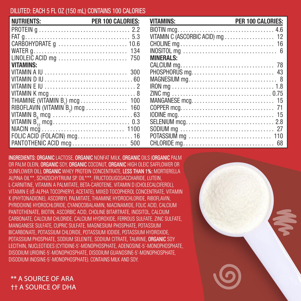 Earth's Best Organic Baby Formula for Babies 0-12 Months, Powdered Dairy Infant Formula with Iron, Omega-3 DHA, and Omega-6 ARA, 21 oz Formula Container