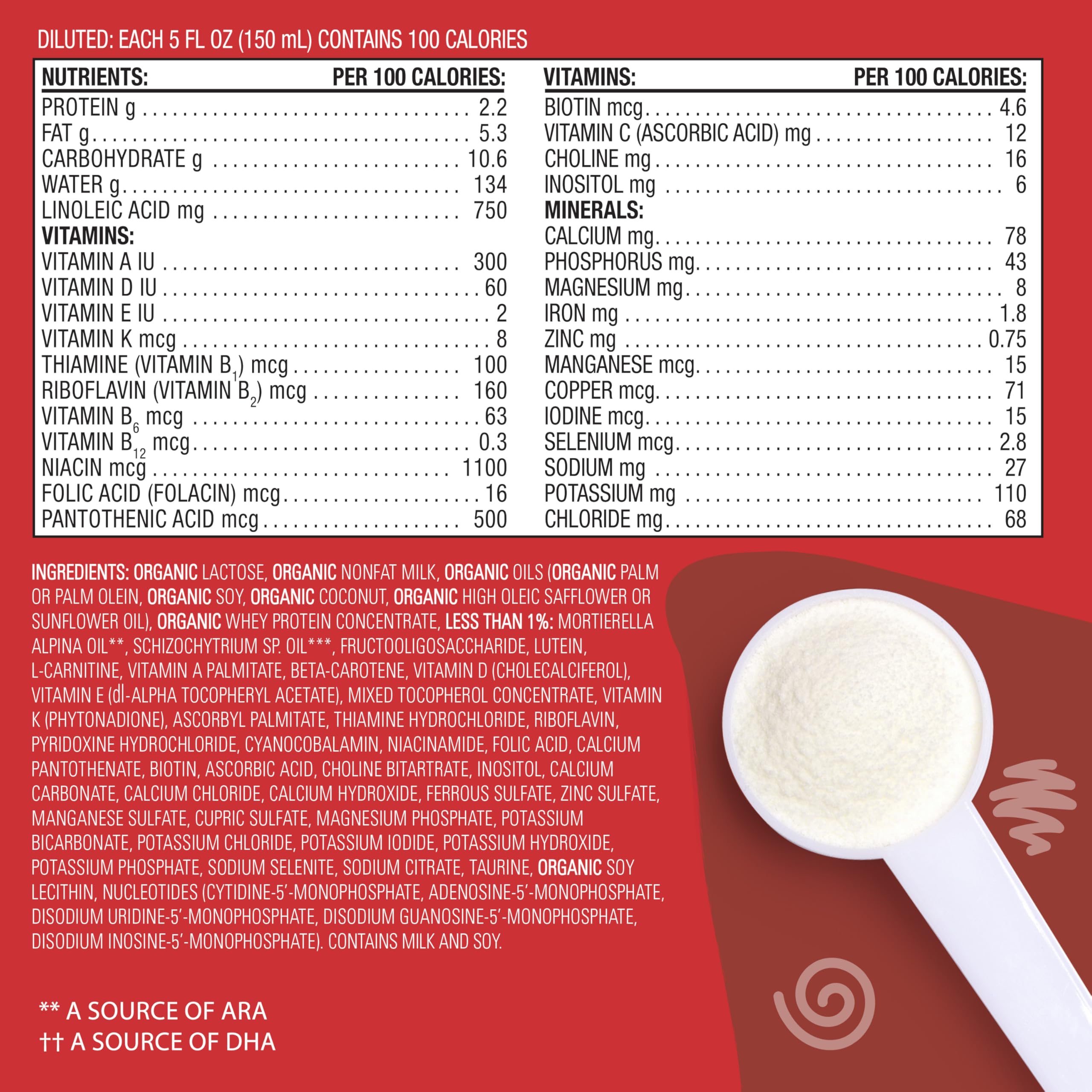 Earth's Best Organic Baby Formula for Babies 0-12 Months, Powdered Dairy Infant Formula with Iron, Omega-3 DHA, and Omega-6 ARA, 21 oz Formula Container